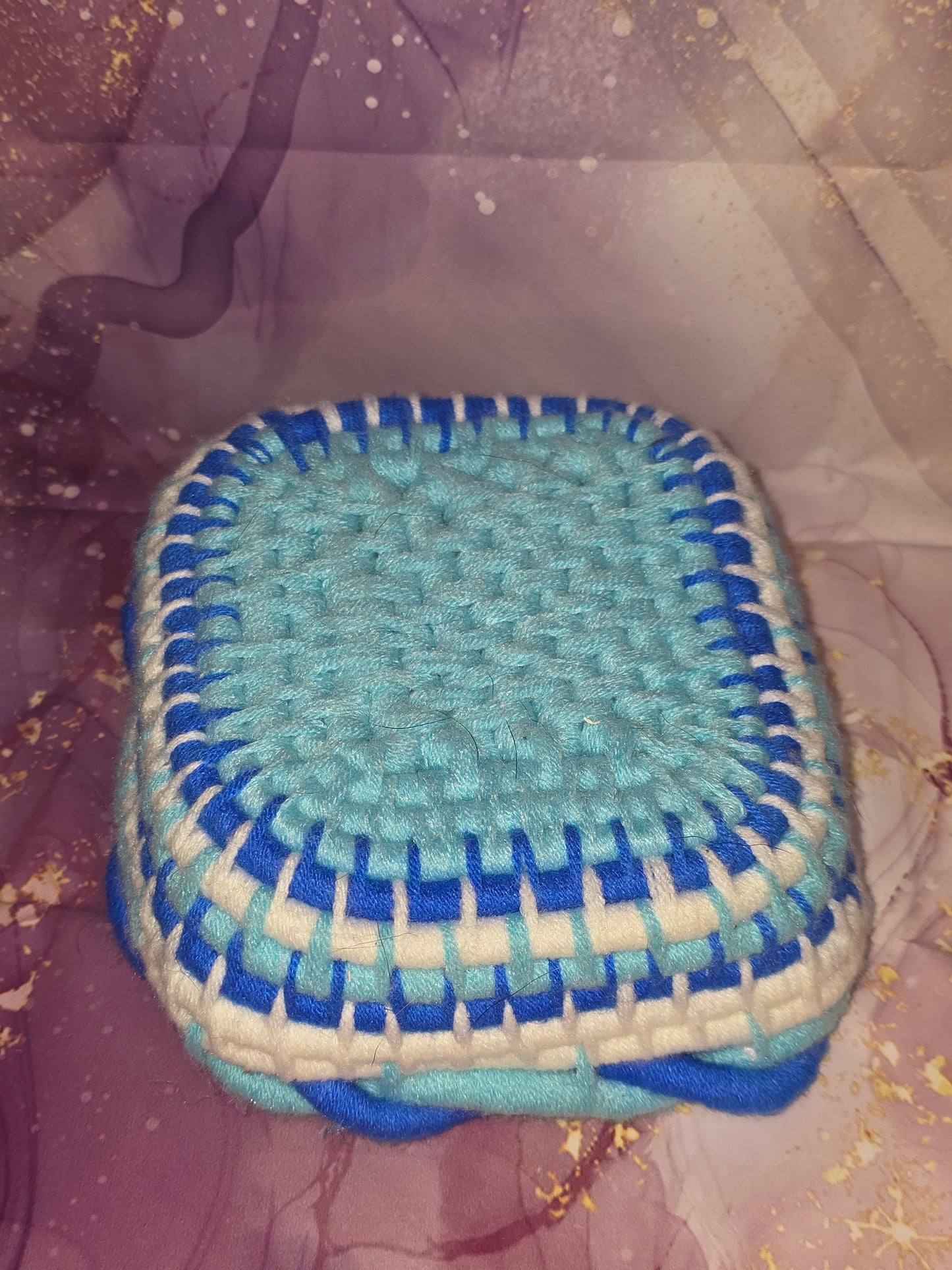 Frostwoven Trinket Vessel - Handmade Coil Wrapped Basket
