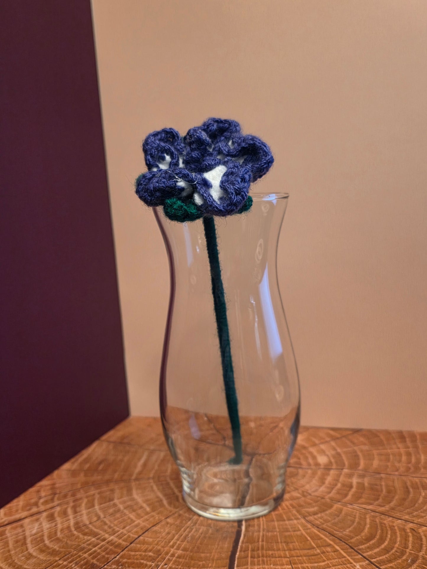 Fractured Bloom – Handmade Crochet Peony Stem