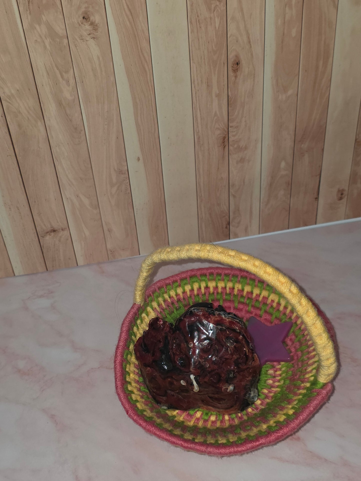 Sunspiral Vessel - Handmade Coil Wrapped Basket with Handle