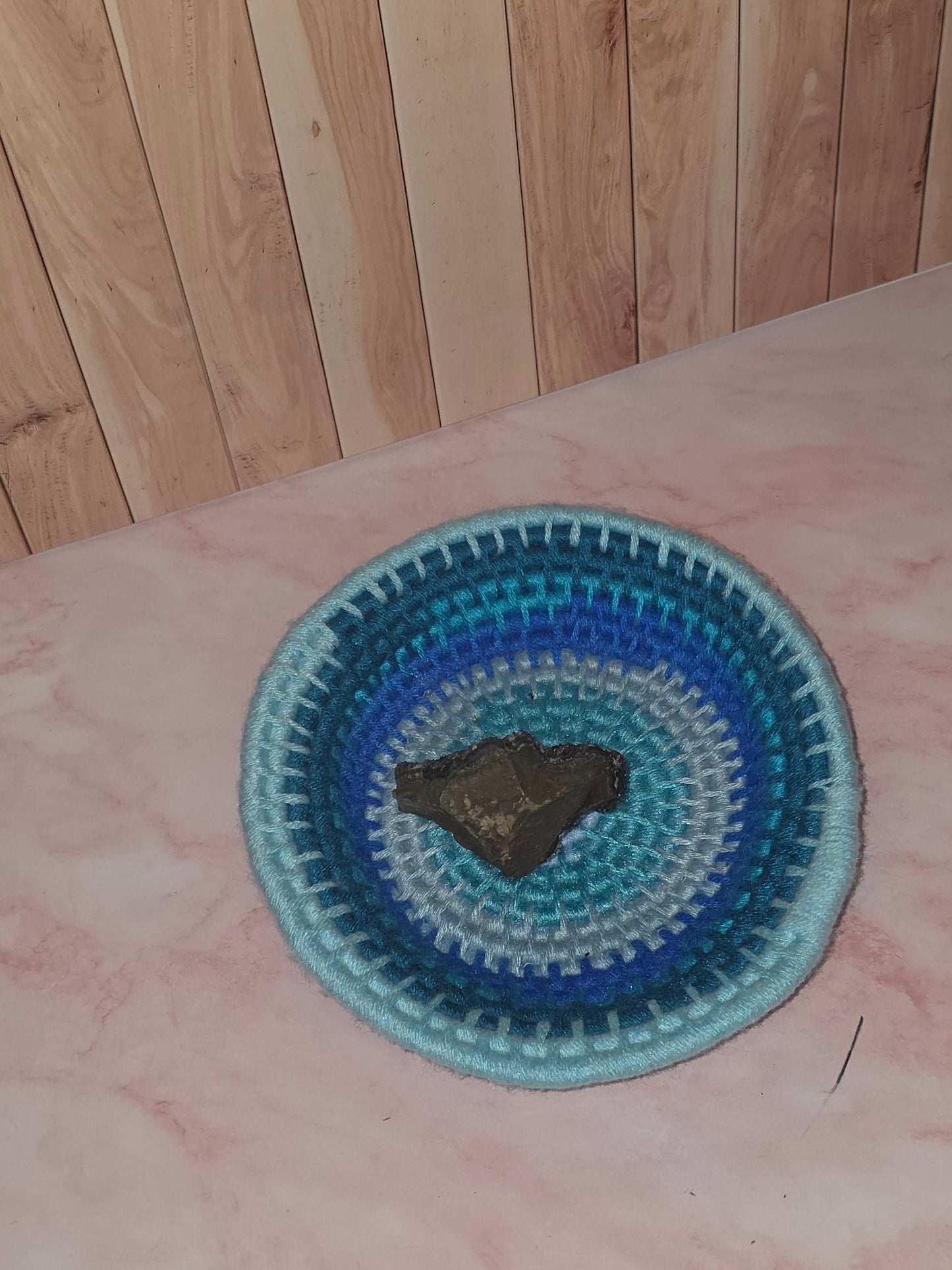 Tidewhisper Vessel - Handmade Coil Wrapped Blue Basket