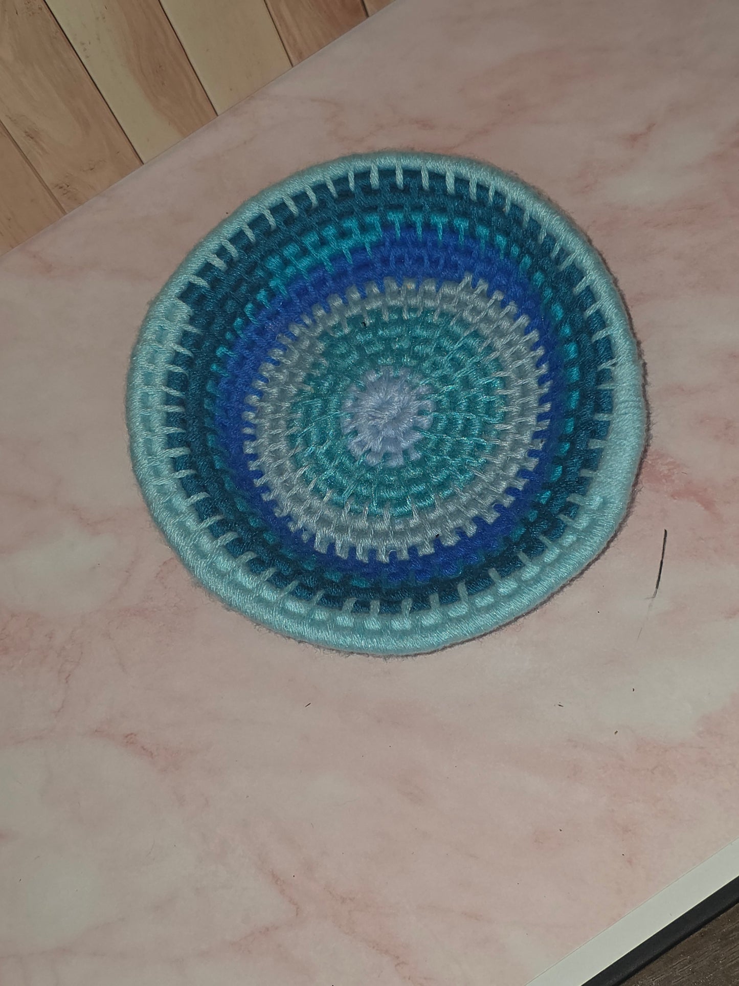 Tidewhisper Vessel - Handmade Coil Wrapped Blue Basket