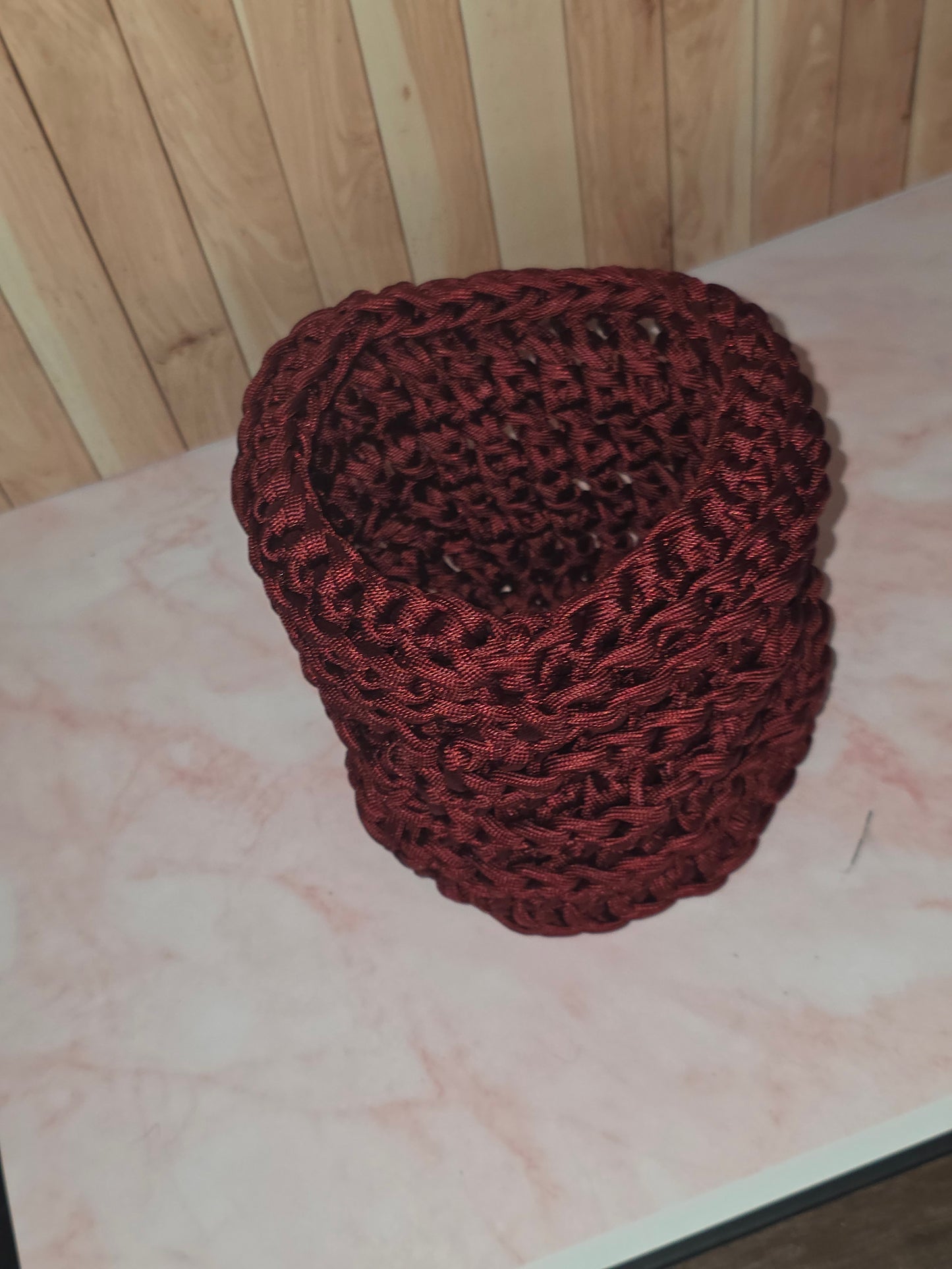 Bloodbind Vessel - Handmade Paracord Crocheted Tall Basket