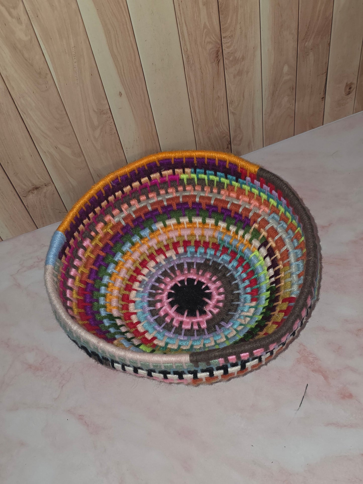 Chaoswake Vessel - Handmade Multicolored Coil Wrapped Basket