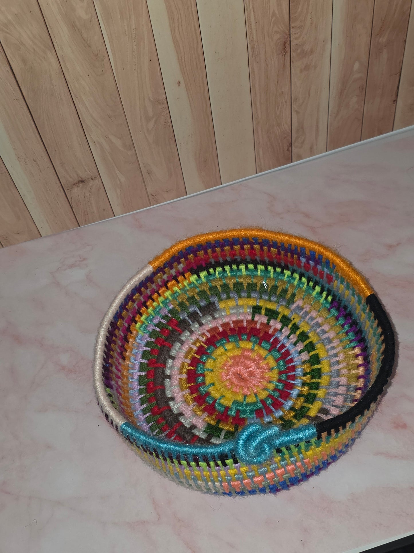 Prismcoil Vessel - Handmade Multicolored Coil Wrapped Basket