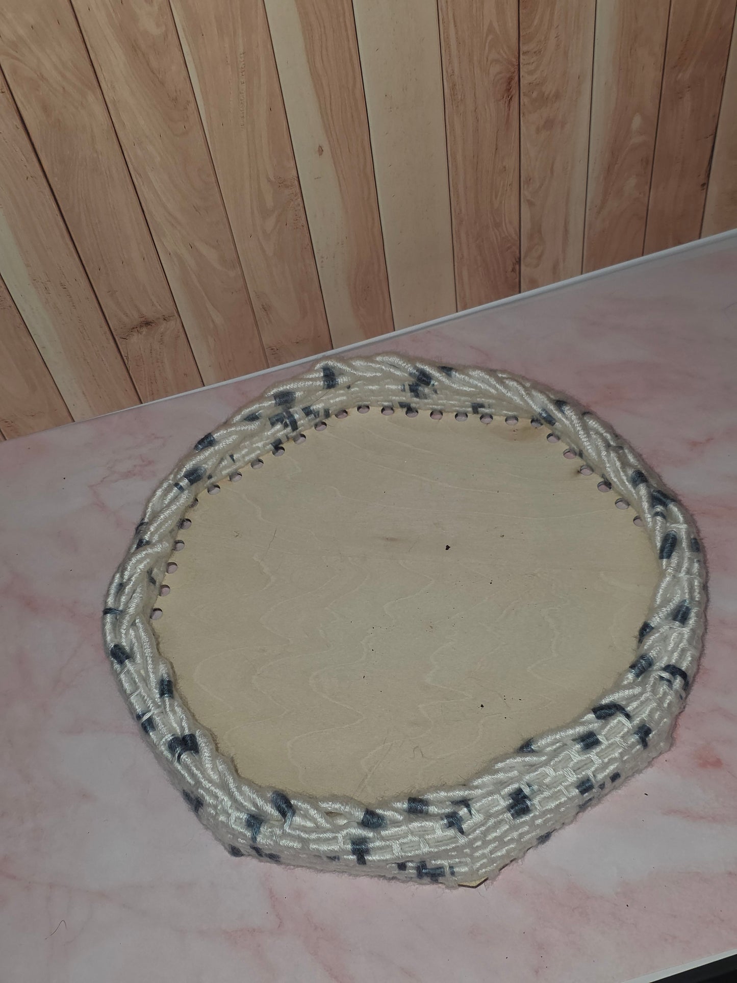 Ashbound Vessel - Handmade Coil Wrapped Tray with Wooden Base