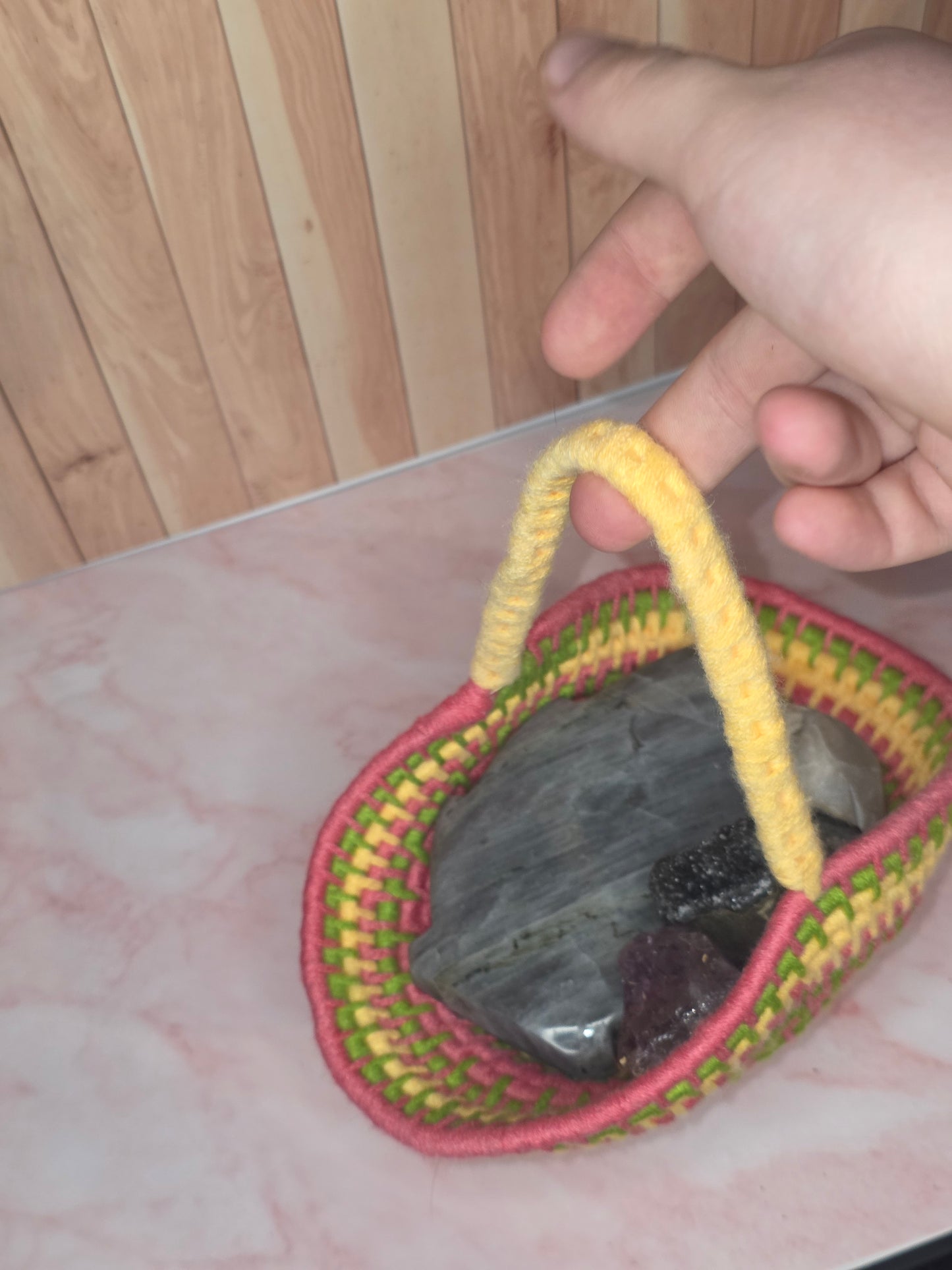 Sunspiral Vessel - Handmade Coil Wrapped Basket with Handle