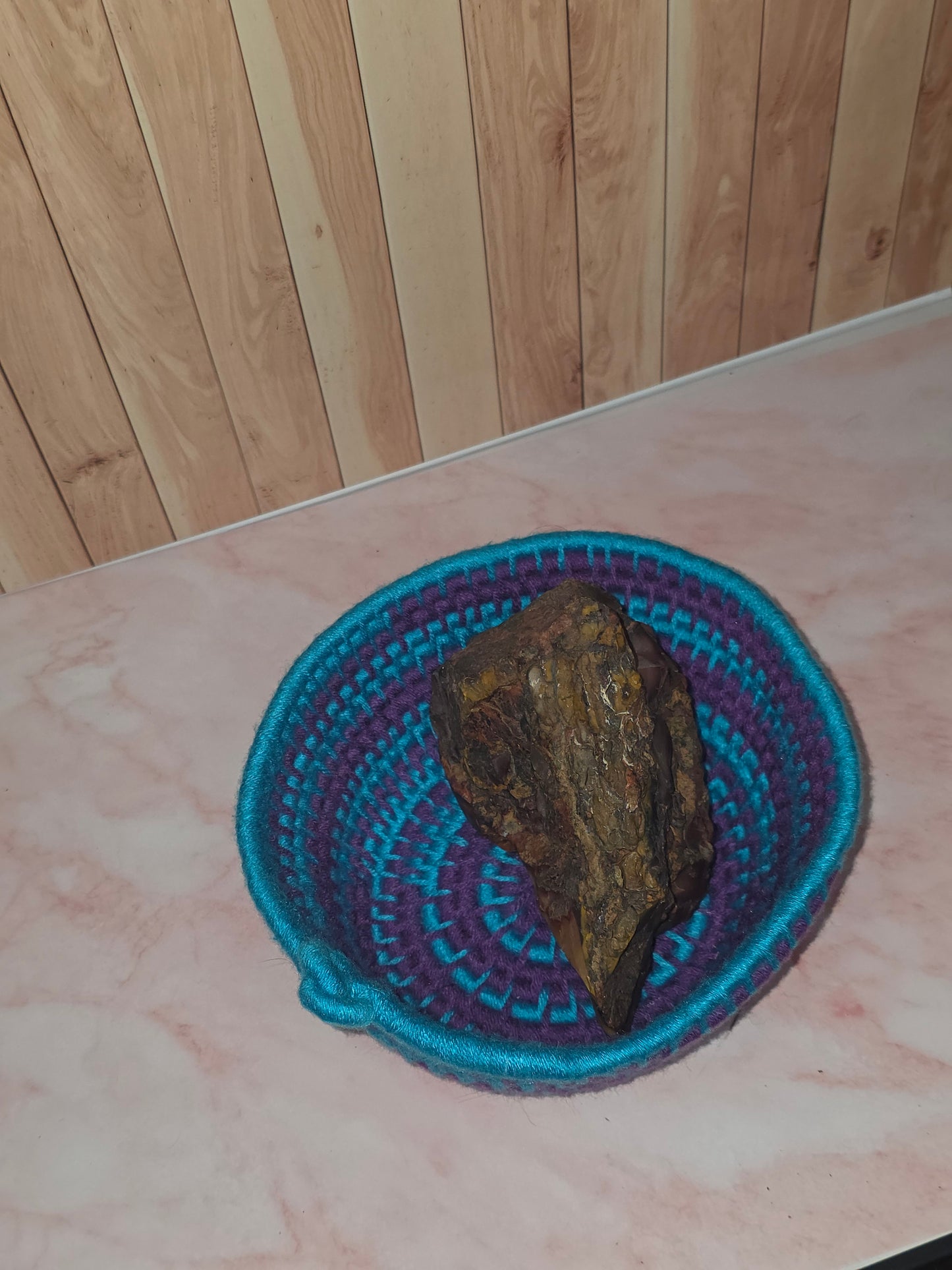 Abyssweave Vessel - Handmade Coil Wrapped Basket with Knotwork