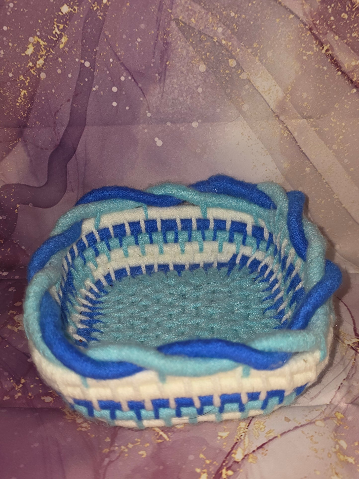 Frostwoven Trinket Vessel -  Handmade Coil Wrapped Basket