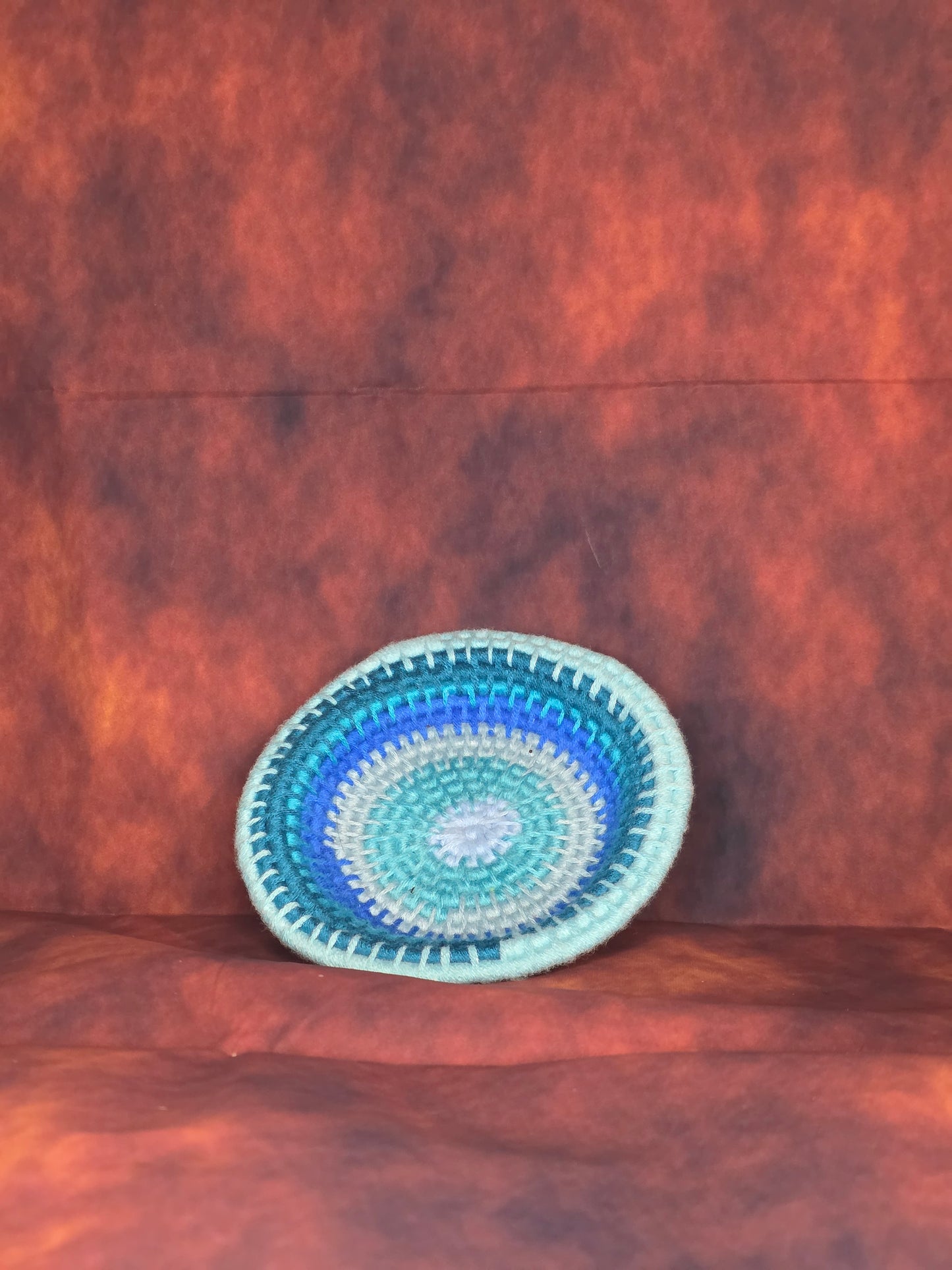 Tidewhisper Vessel - Handmade Coil Wrapped Blue Basket
