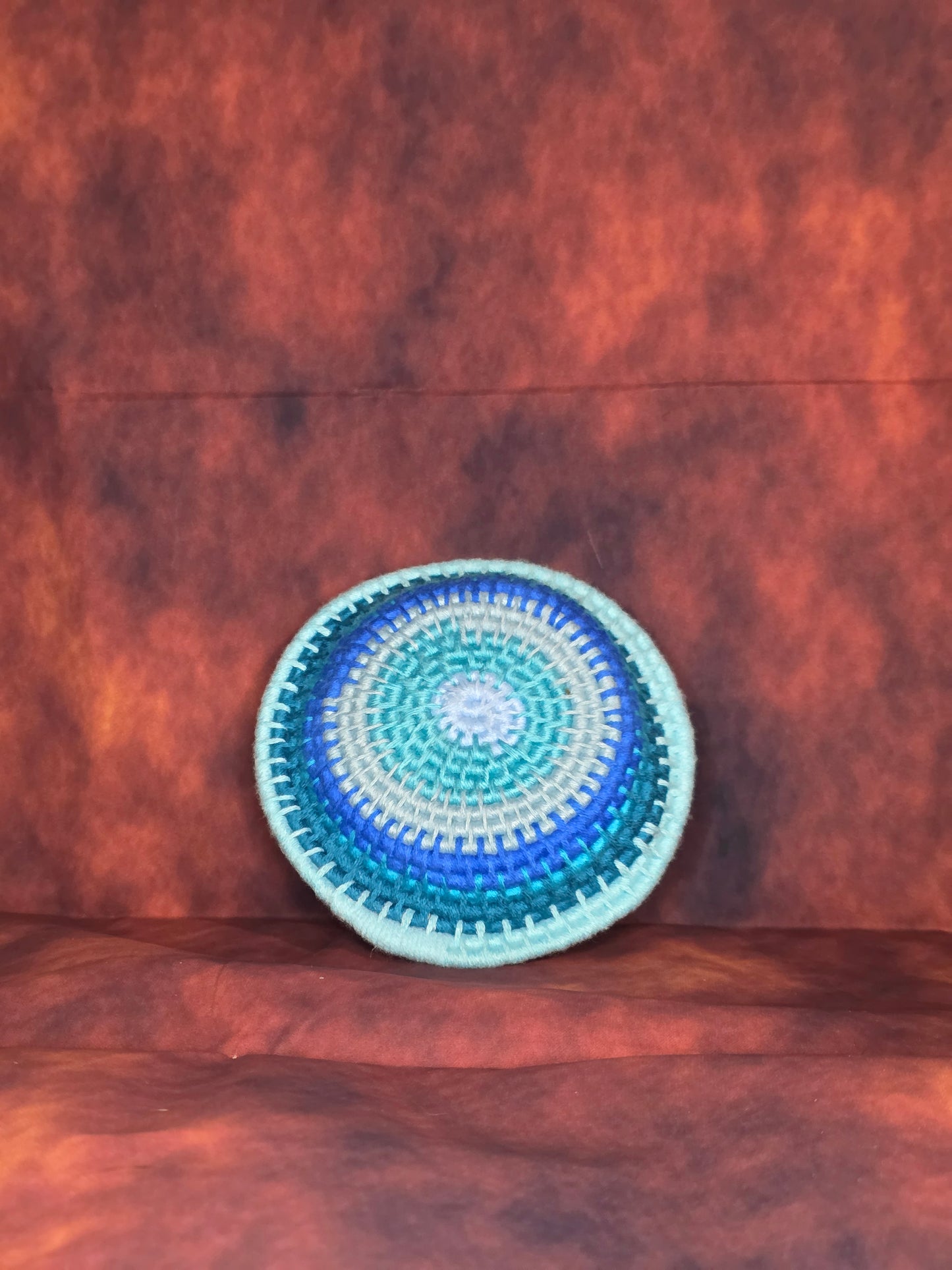 Tidewhisper Vessel - Handmade Coil Wrapped Blue Basket