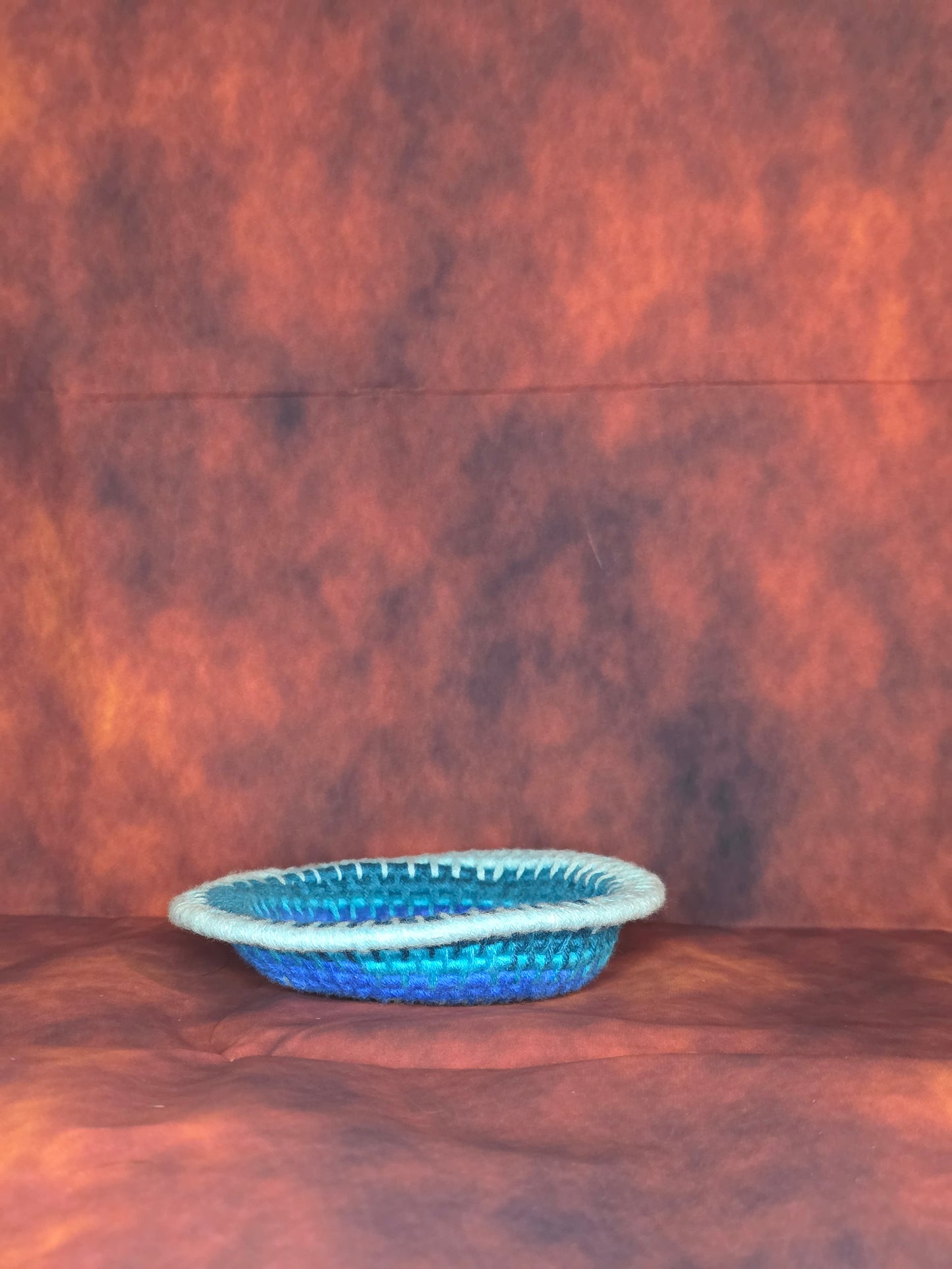 Tidewhisper Vessel - Handmade Coil Wrapped Blue Basket