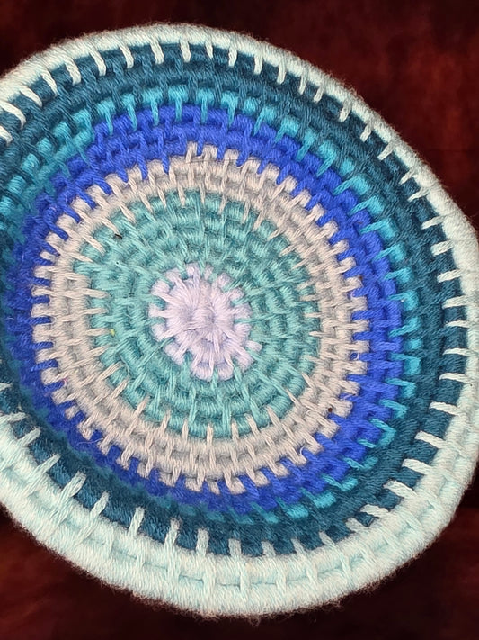 Tidewhisper Vessel - Handmade Coil Wrapped Blue Basket