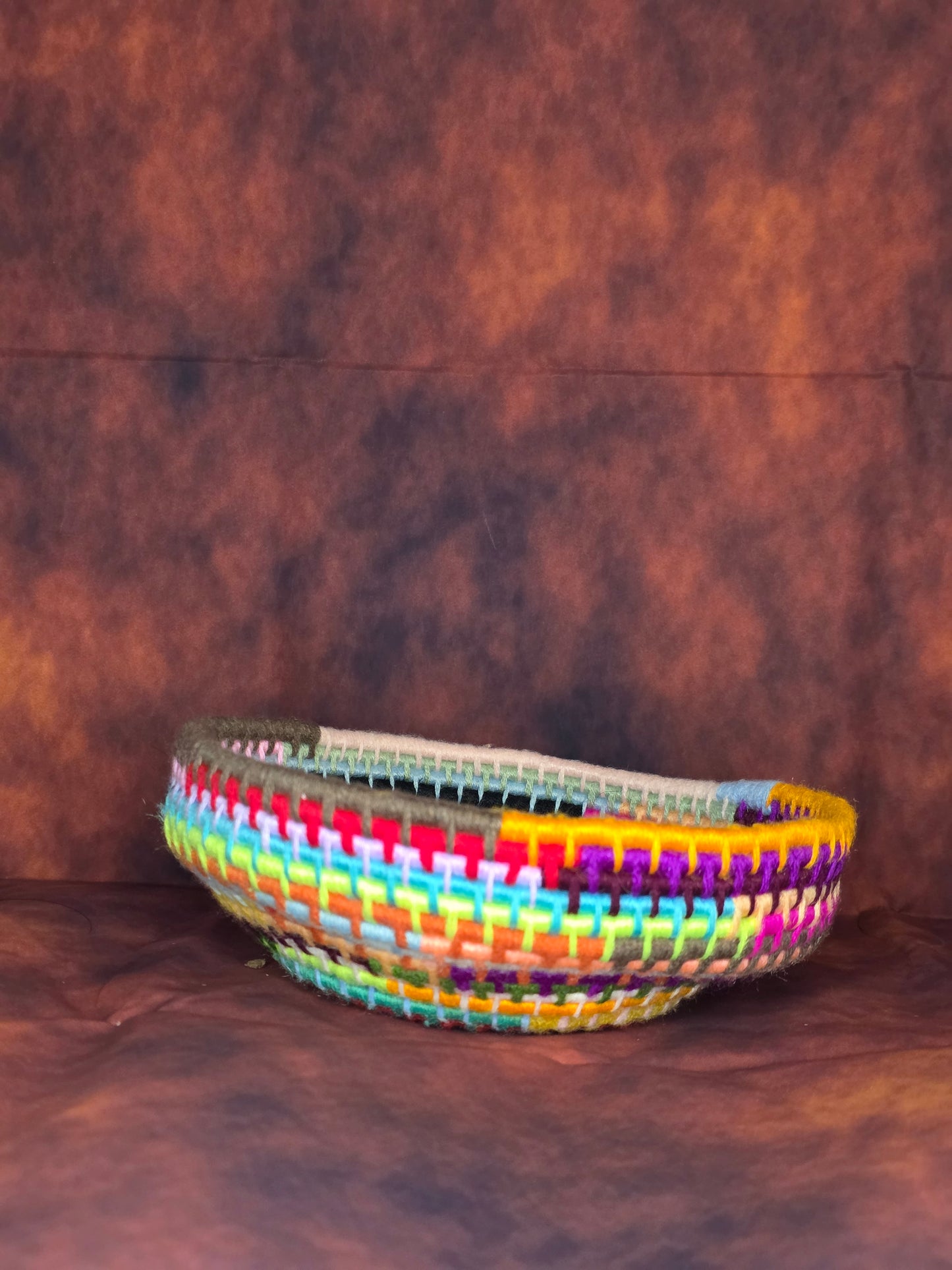 Chaoswake Vessel - Handmade Multicolored Coil Wrapped Basket
