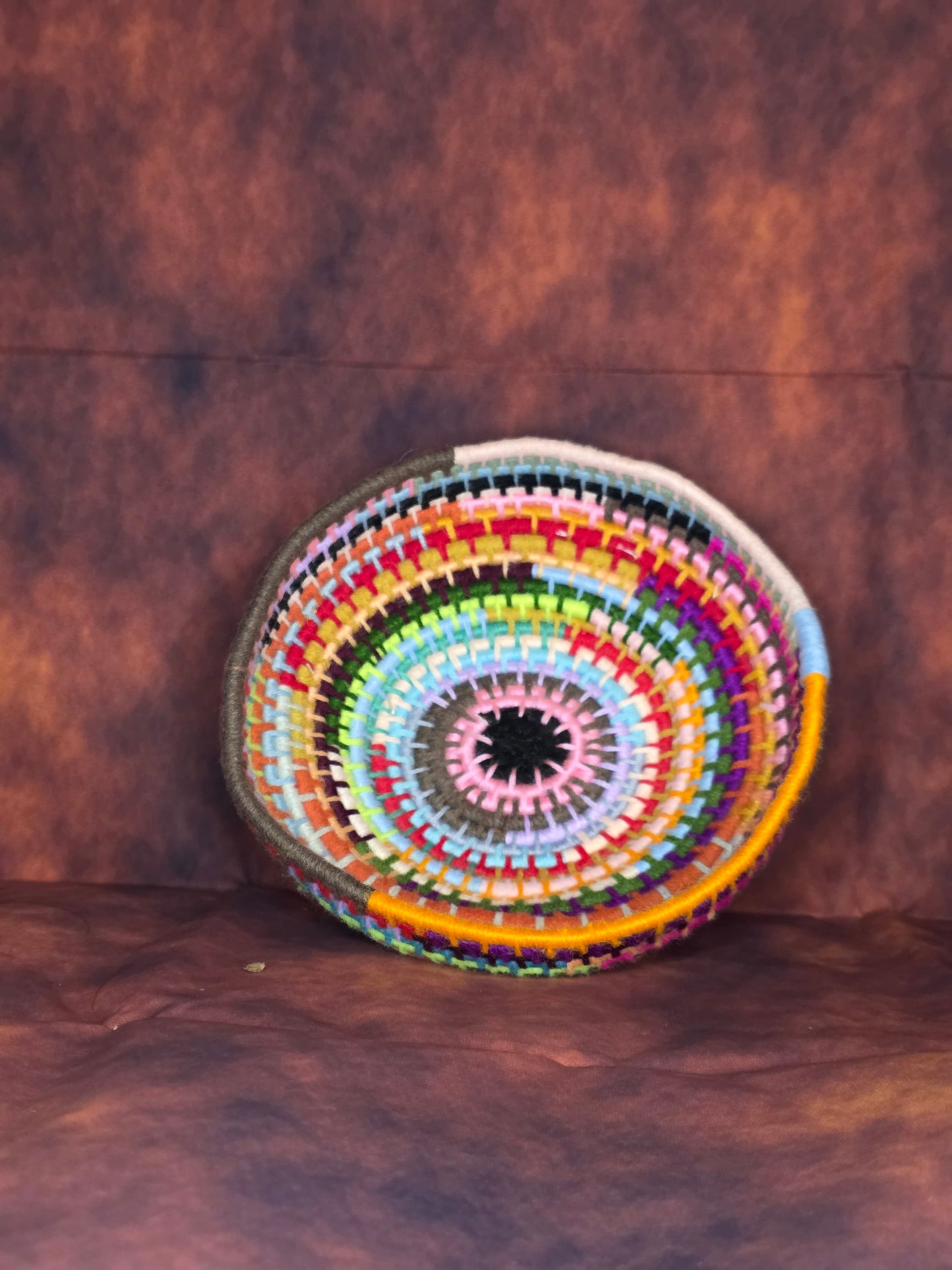 Chaoswake Vessel - Handmade Multicolored Coil Wrapped Basket