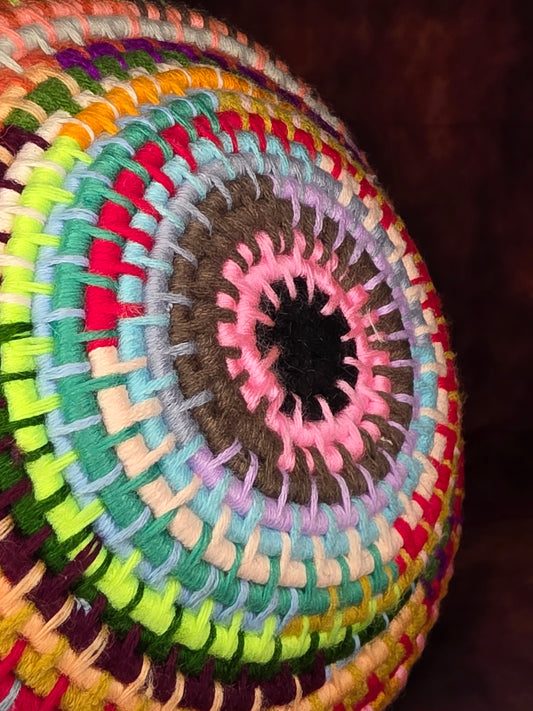 Chaoswake Vessel - Handmade Multicolored Coil Wrapped Basket