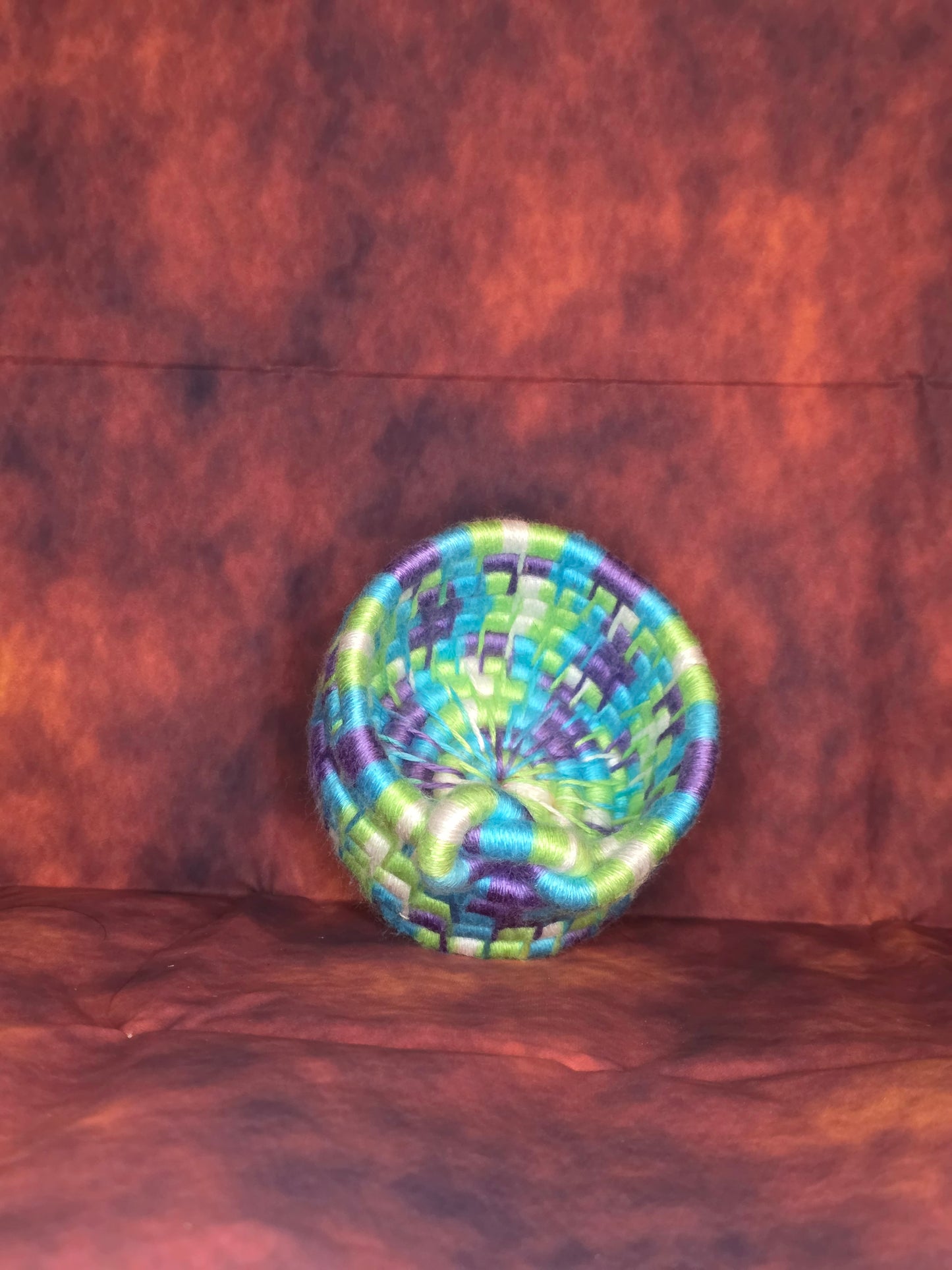 Hexglimmer Vessel - Handmade Yarn Coil Wrapped Basket