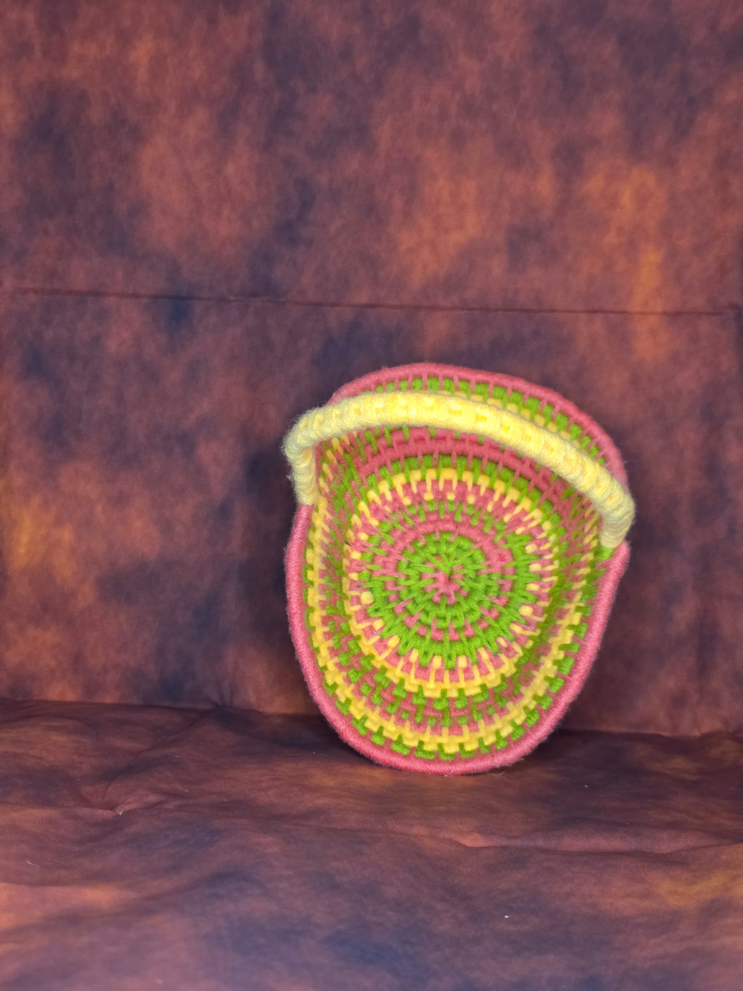 Sunspiral Vessel - Handmade Coil Wrapped Basket with Handle