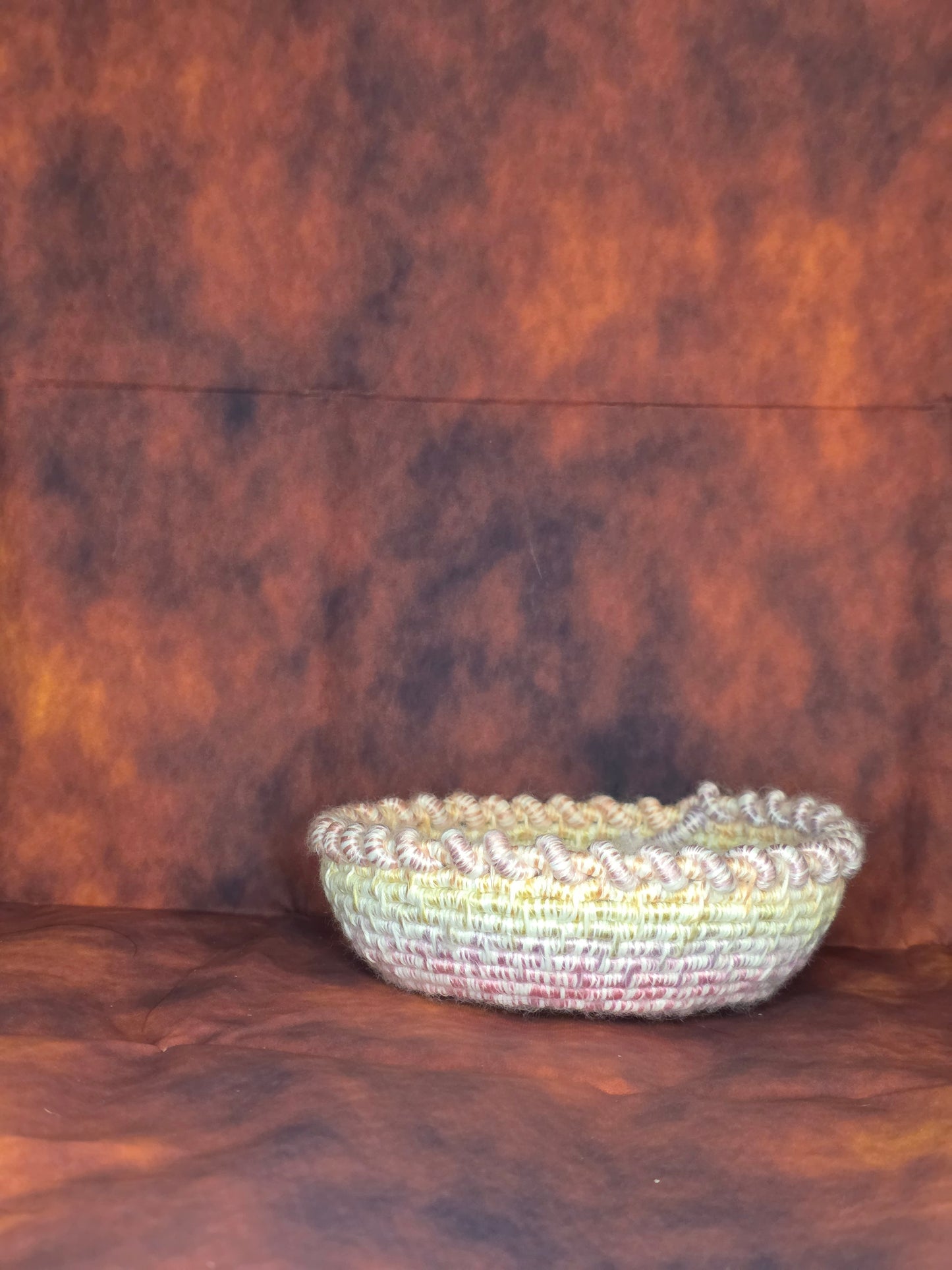 Moonweave Vessel - Handmade Coil Wrapped Basket with Twisted Edging