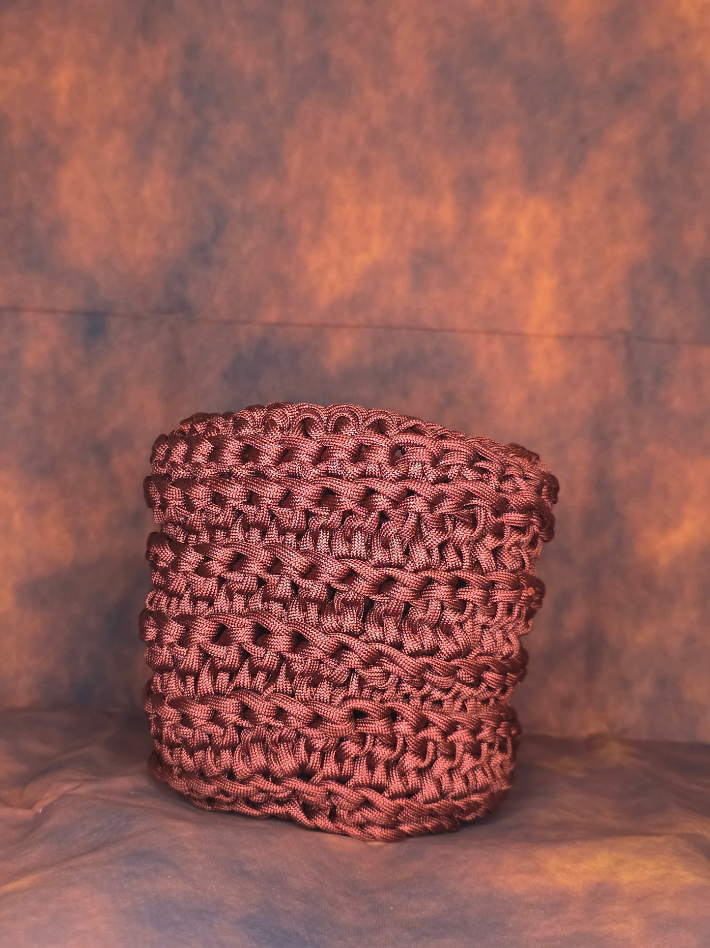 Bloodbind Vessel - Handmade Paracord Crocheted Tall Basket