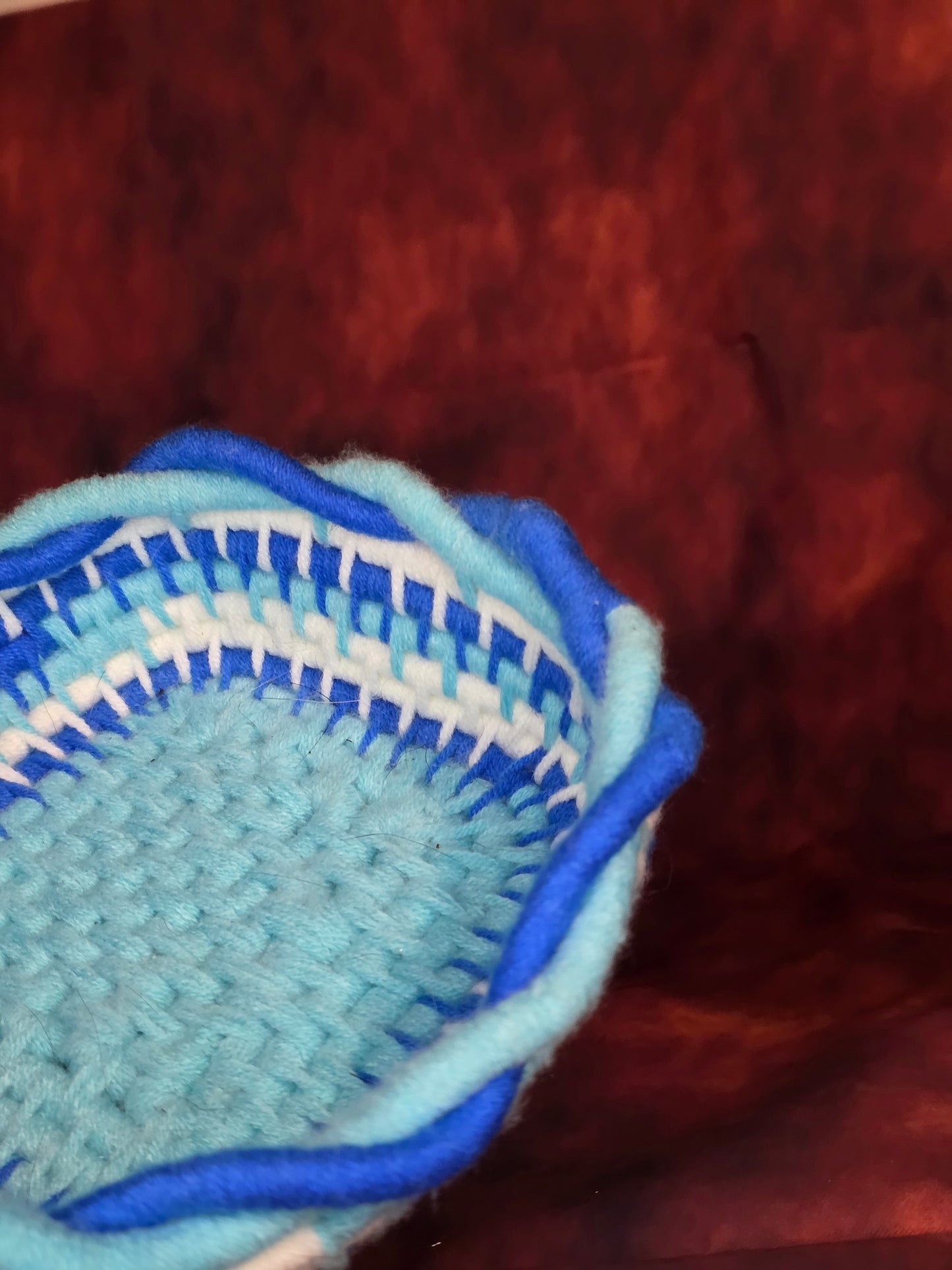 Frostwoven Trinket Vessel -  Handmade Coil Wrapped Basket