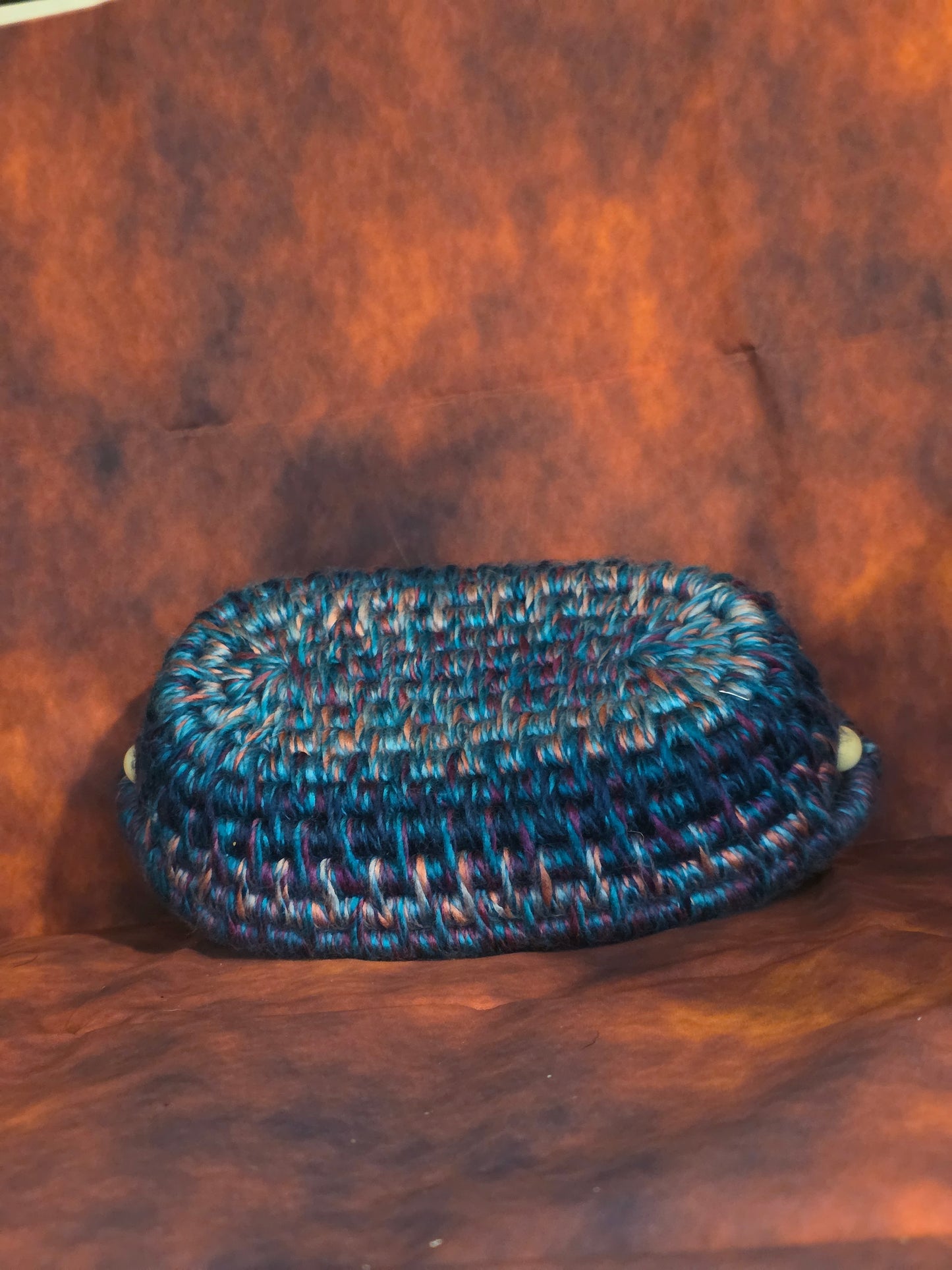 Tidehold Vessel - Handmade Coil Wrapped Oval Basket with Wooden Beads