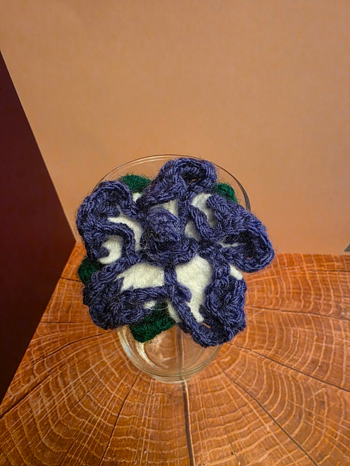 Fractured Bloom – Handmade Crochet Peony Stem