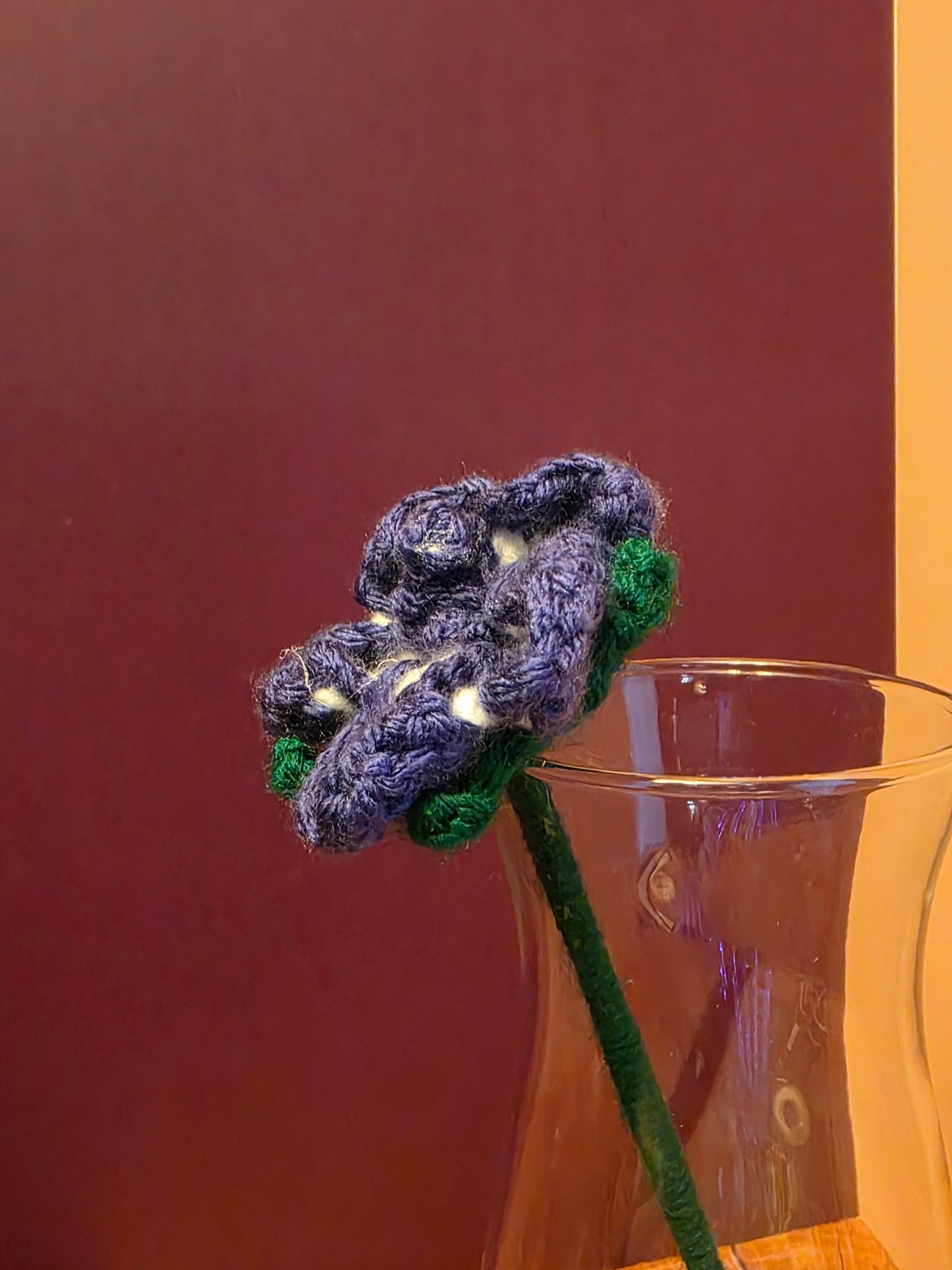 Fractured Bloom – Handmade Crochet Peony Stem