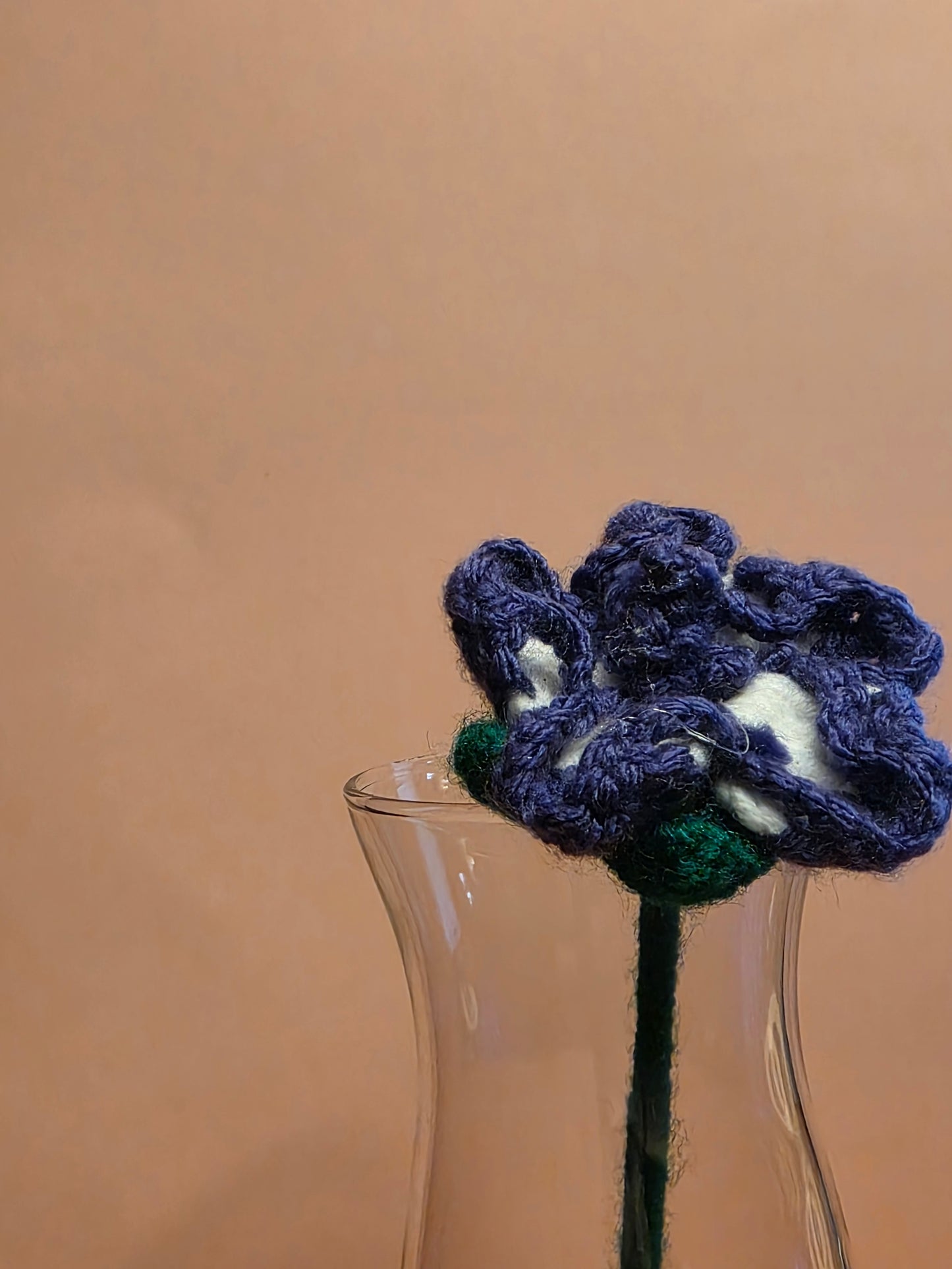 Fractured Bloom – Handmade Crochet Peony Stem