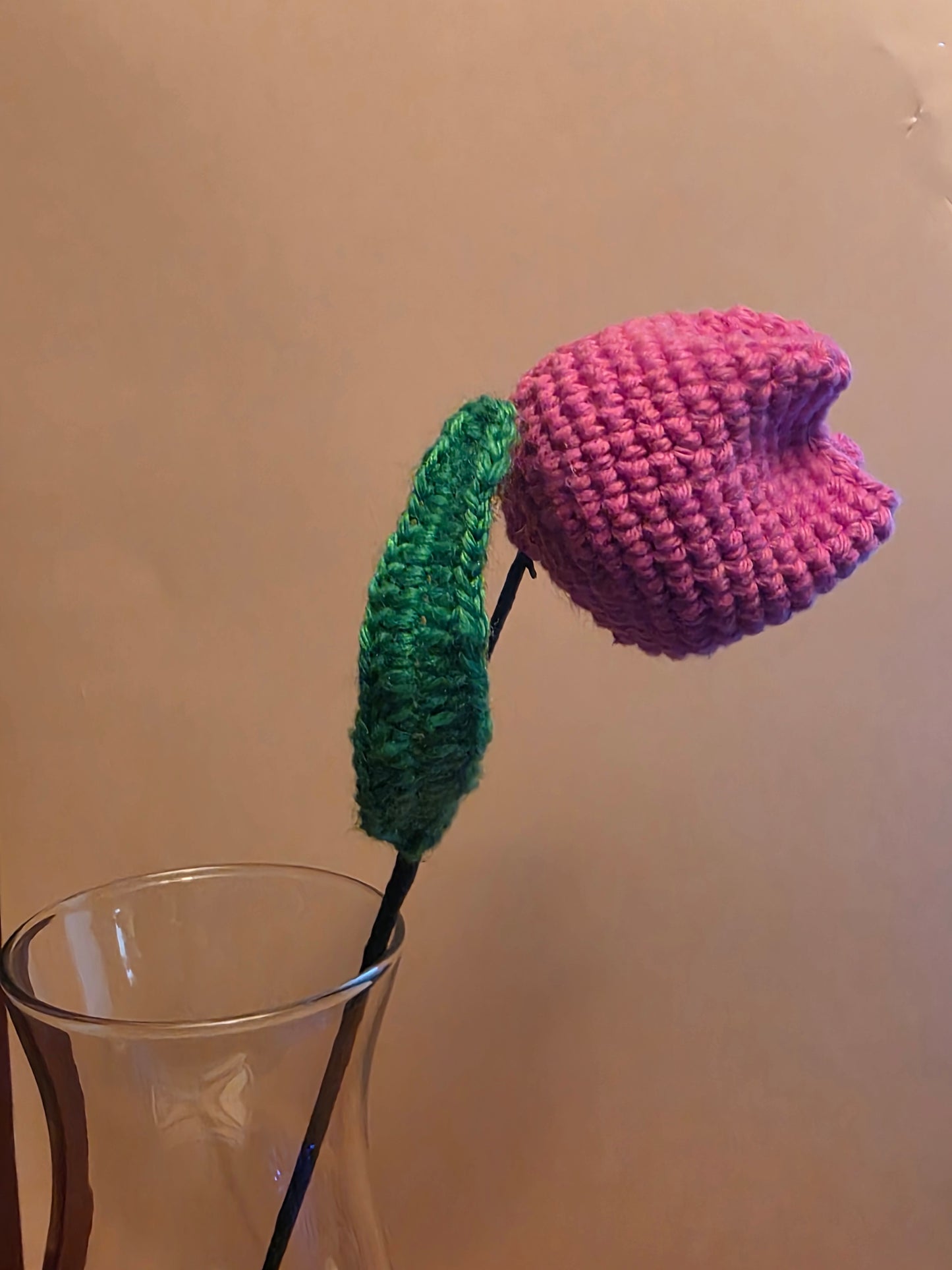 Held Breath Bloom – Handmade Crochet Tulip Stem