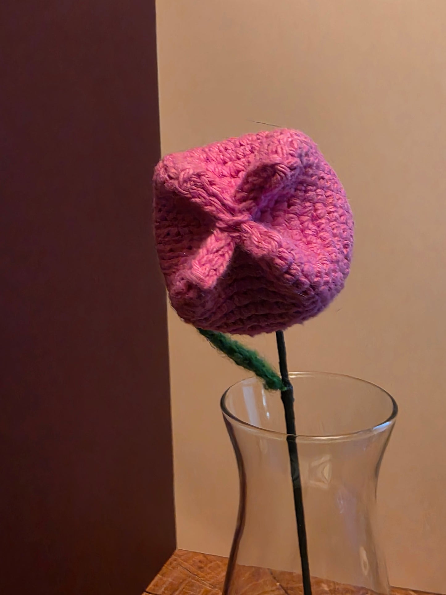 Held Breath Bloom – Handmade Crochet Tulip Stem