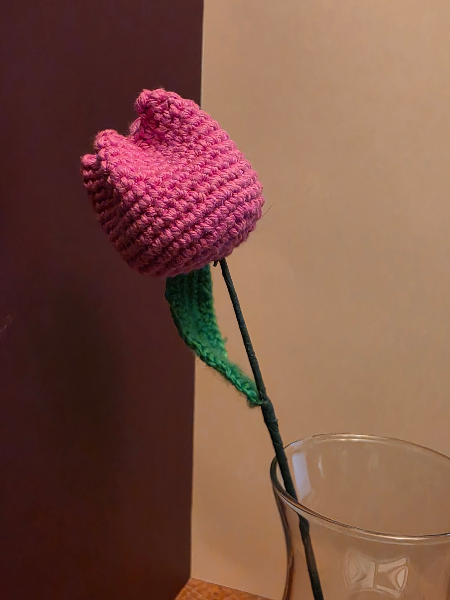 Held Breath Bloom – Handmade Crochet Tulip Stem
