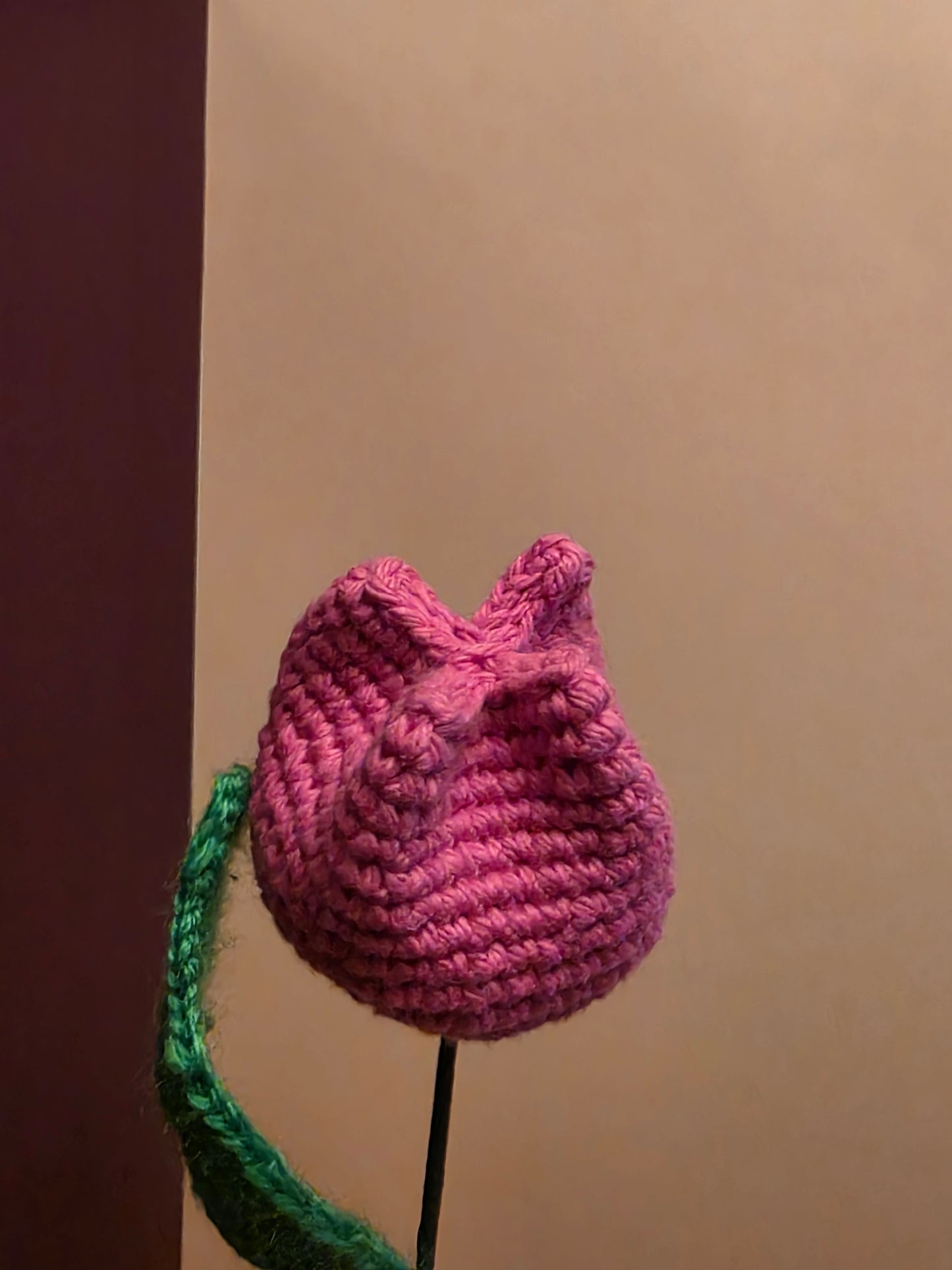 Held Breath Bloom – Handmade Crochet Tulip Stem
