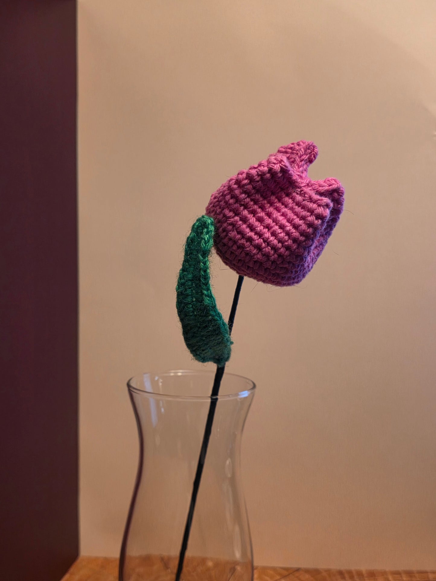 Held Breath Bloom – Handmade Crochet Tulip Stem