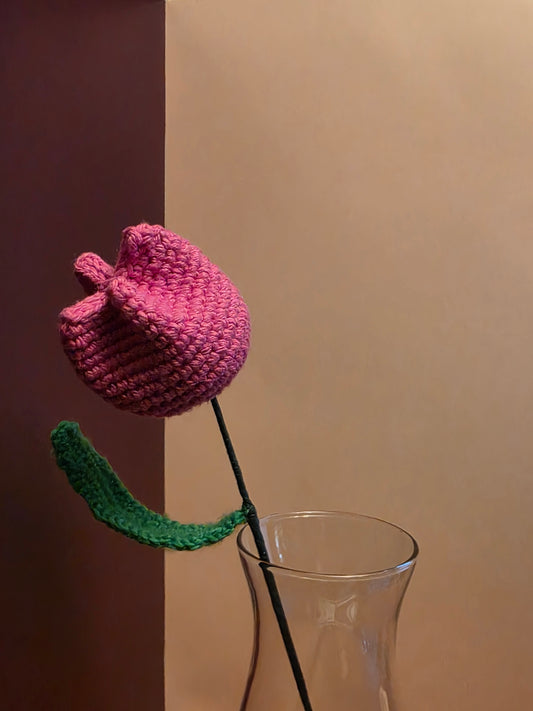 Held Breath Bloom – Handmade Crochet Tulip Stem