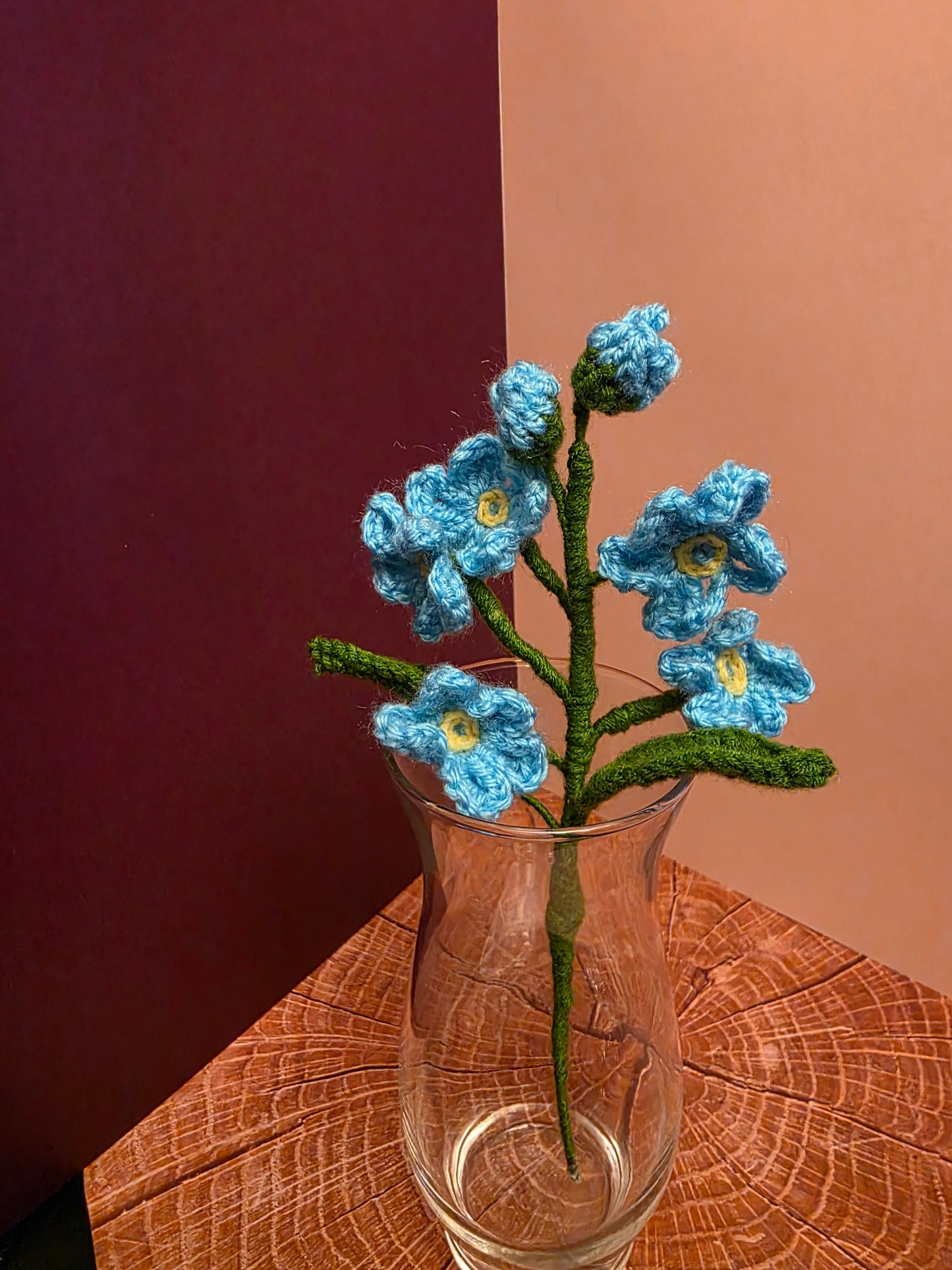 Mourning Whisper Bloom - Crochet Forget-Me-Nots Floral Spray