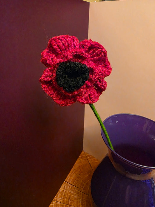 Gravebloom Bloom – Handmade Crochet Poppy Stem