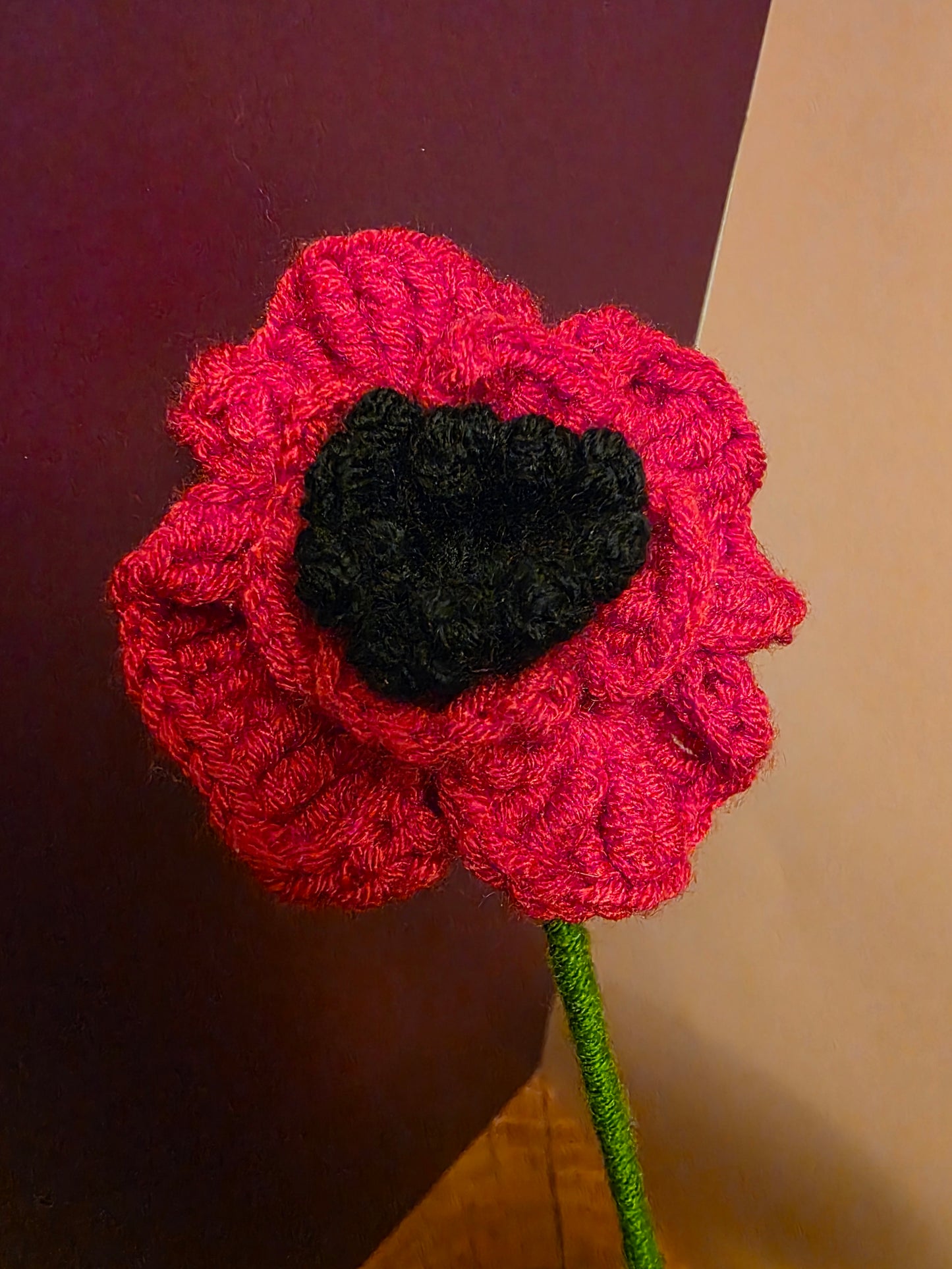 Gravebloom Bloom – Handmade Crochet Poppy Stem