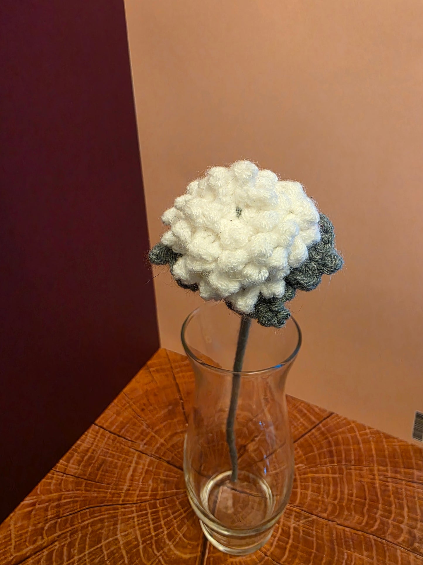 Ghostveil Bloom – Handmade Crochet Chrysanthmum Stem