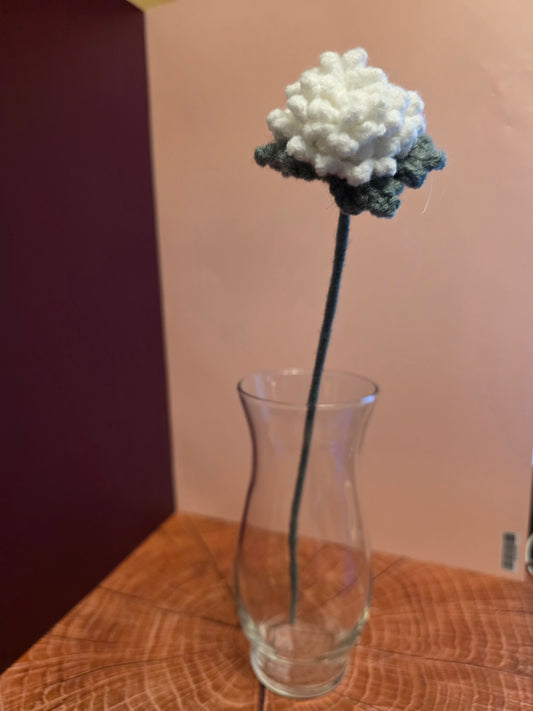 Ghostveil Bloom – Handmade Crochet Chrysanthmum Stem