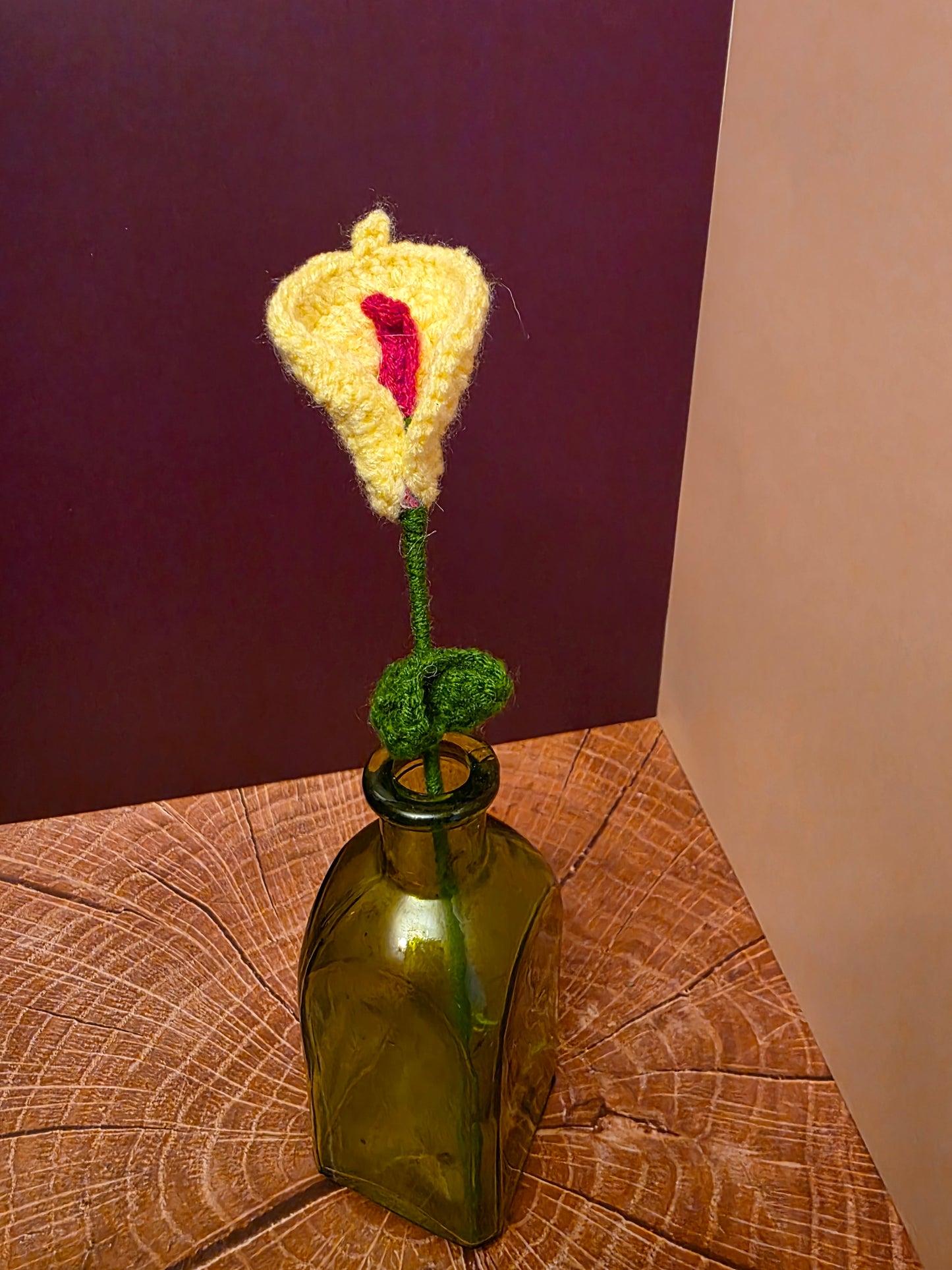 Sunveil Bloom – Handmade Crochet Calla Lily Flower Stem