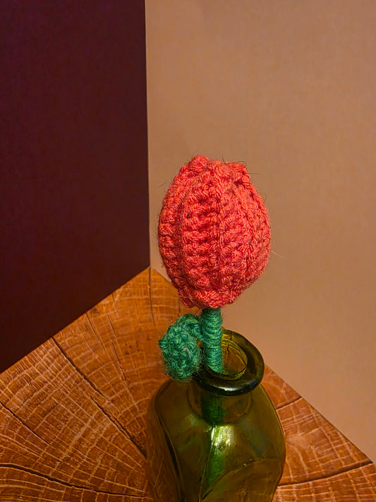 Emberveil Bloom – Handmade Crochet Tulip Flower Stem