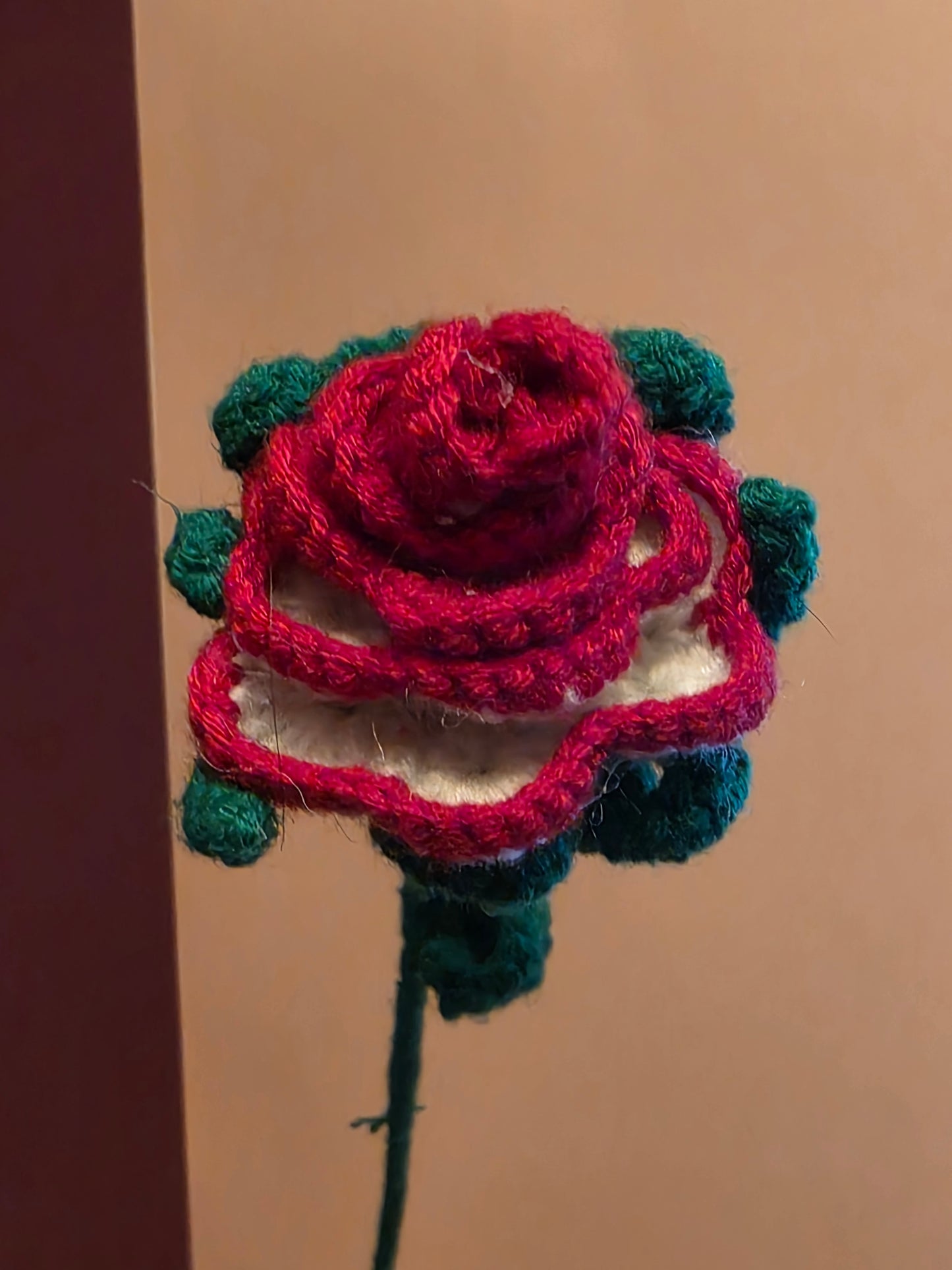 Bloodlace Bloom – Handmade Crochet Rose Flower Stem
