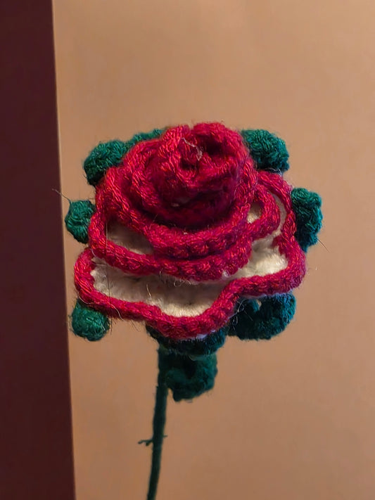 Bloodlace Bloom – Handmade Crochet Rose Flower Stem