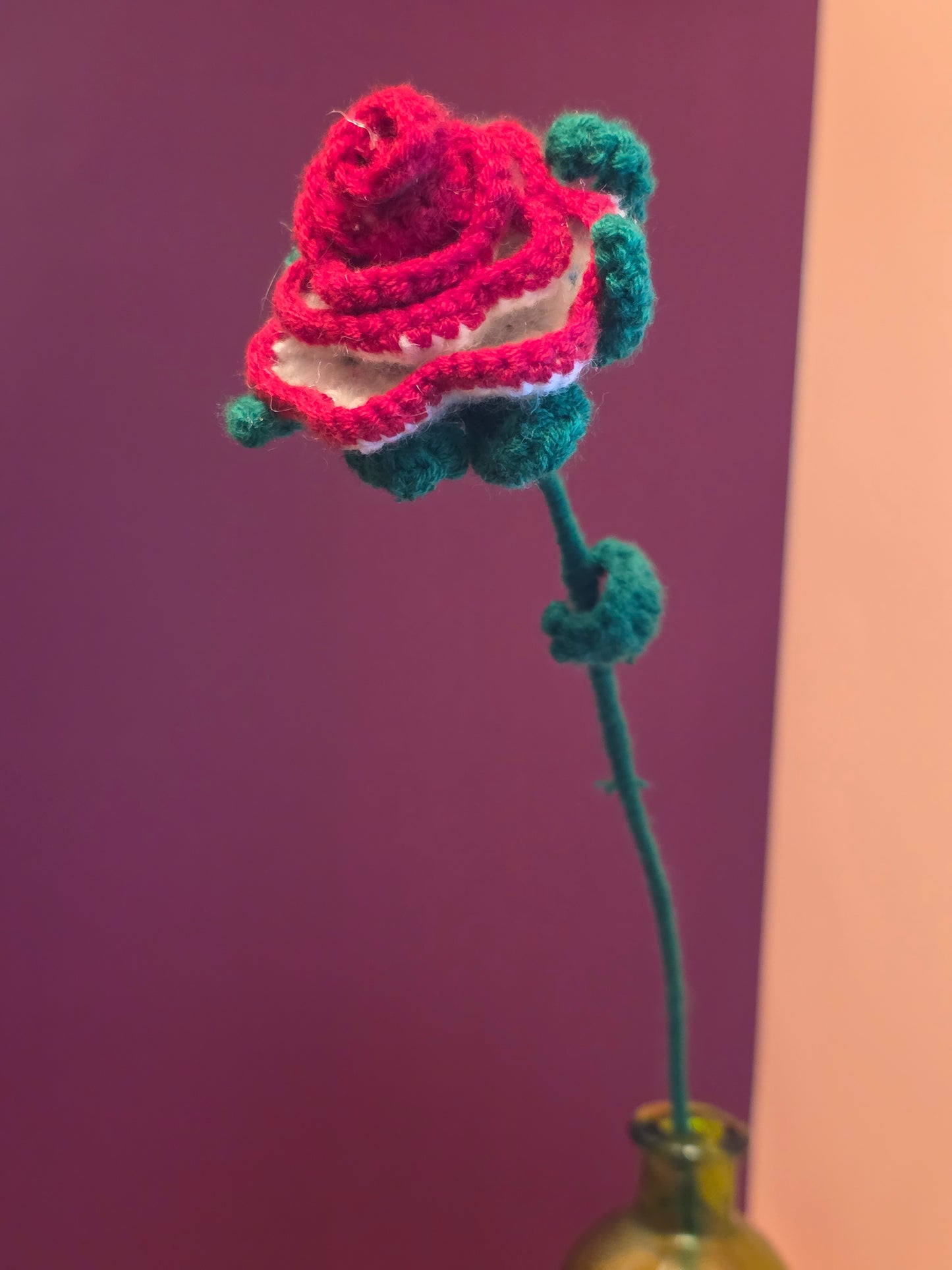 Bloodlace Bloom – Handmade Crochet Rose Flower Stem