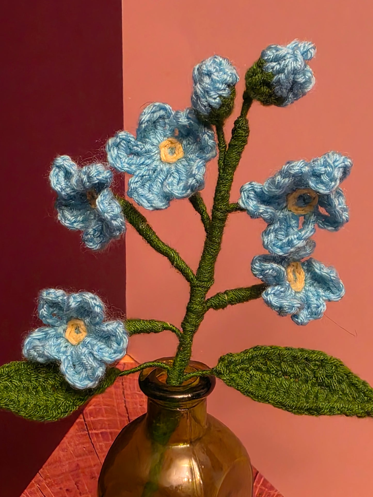 Mourning Whisper Bloom - Crochet Forget-Me-Nots Floral Spray