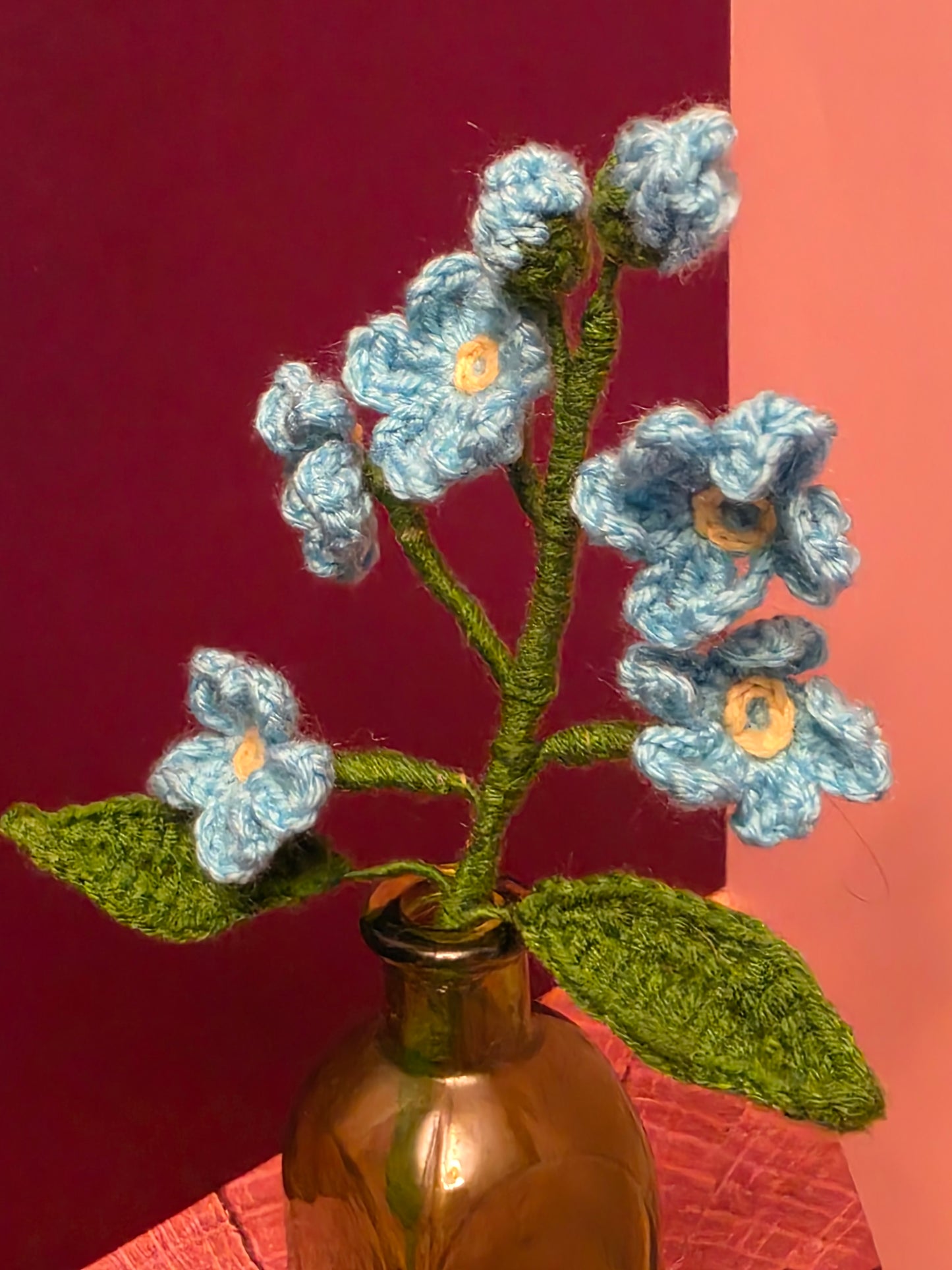 Mourning Whisper Bloom - Crochet Forget-Me-Nots Floral Spray