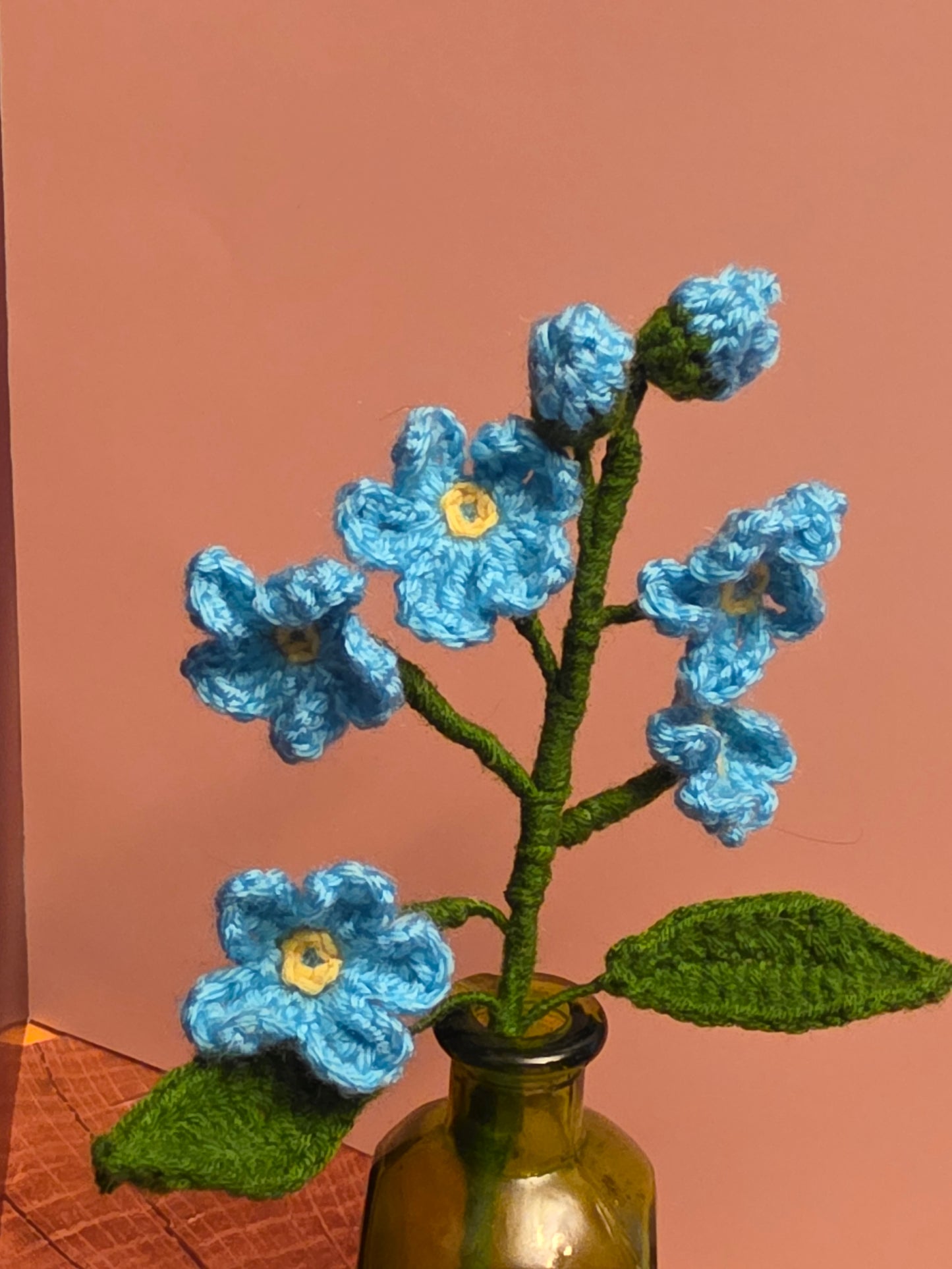 Mourning Whisper Bloom - Crochet Forget-Me-Nots Floral Spray