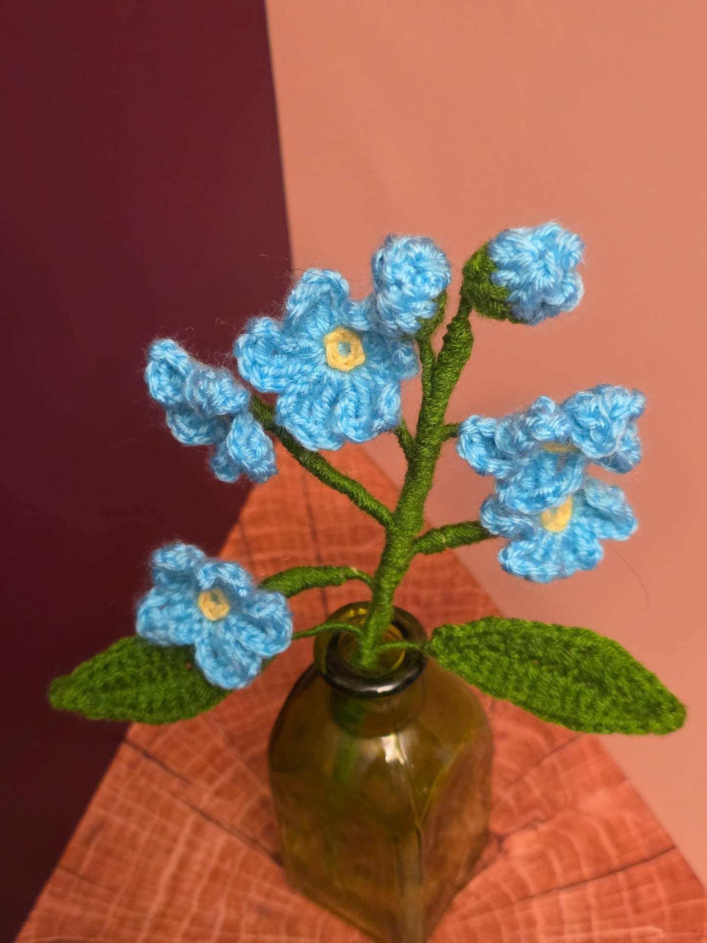 Mourning Whisper Bloom - Crochet Forget-Me-Nots Floral Spray