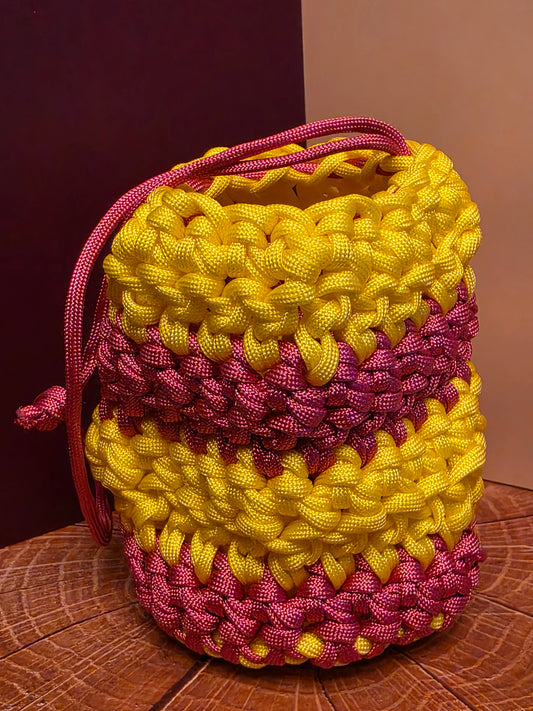 Sunflare Reliquary | Handmade Paracord Crochet Pouch | Dice Bag
