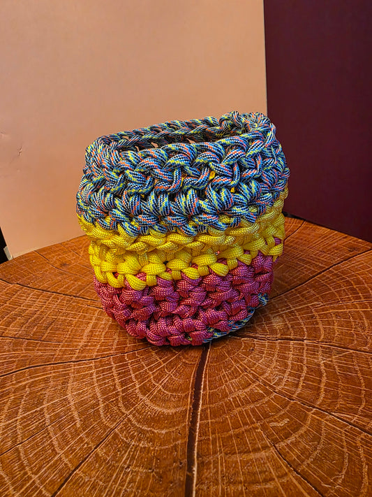 Sunprism Vessel - Handmade Paracord Crocheted Basket